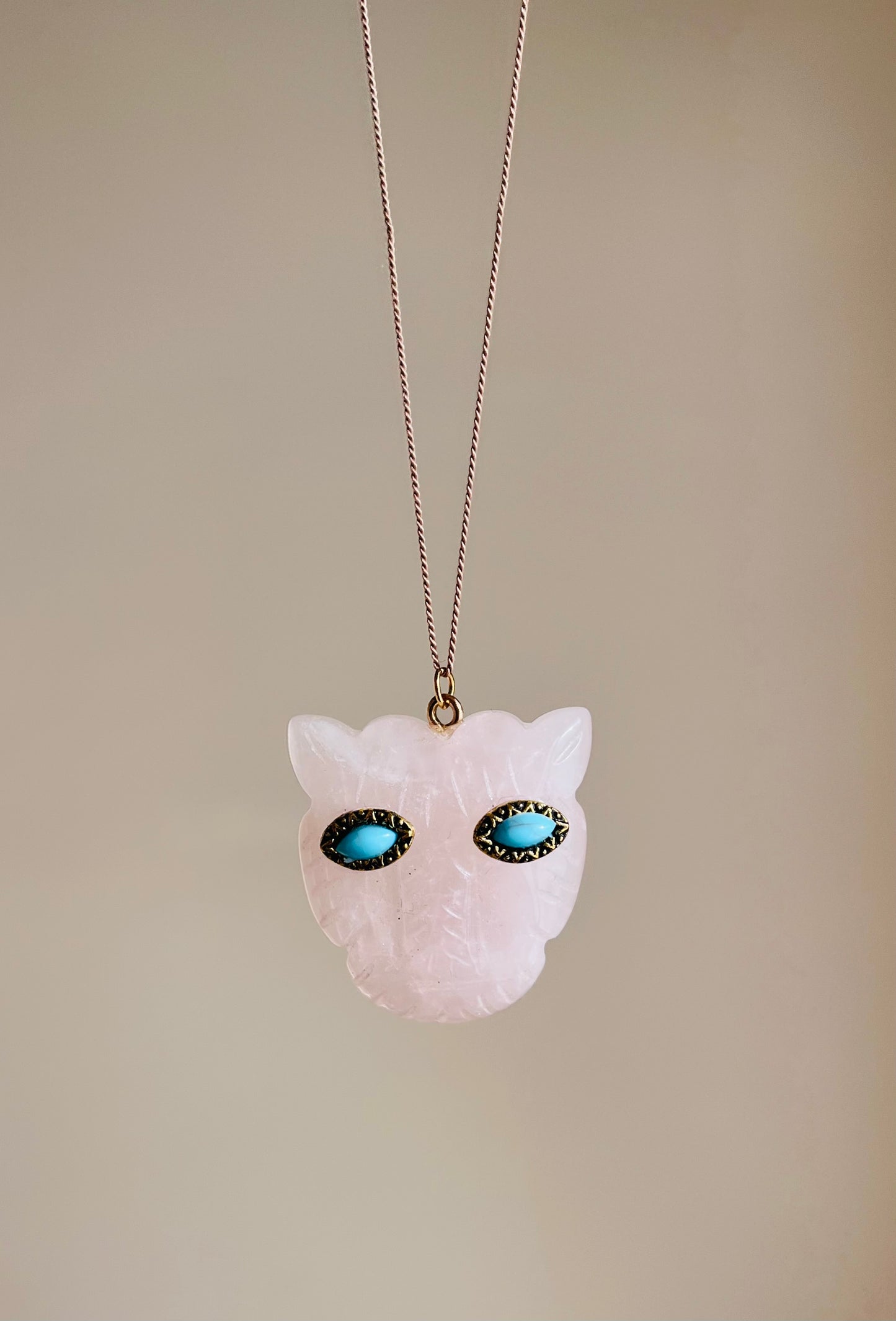 Collier sautoir talisman tigre Quartz rose