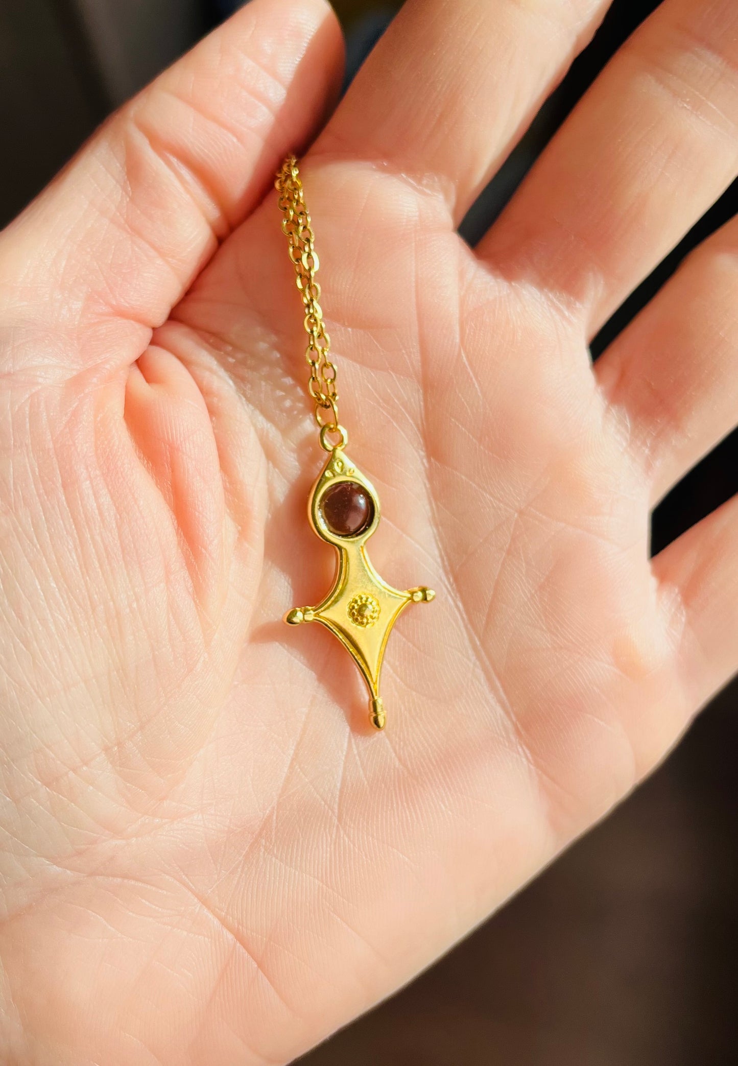 Collier Talisman Croix Touareg Quartz fumé