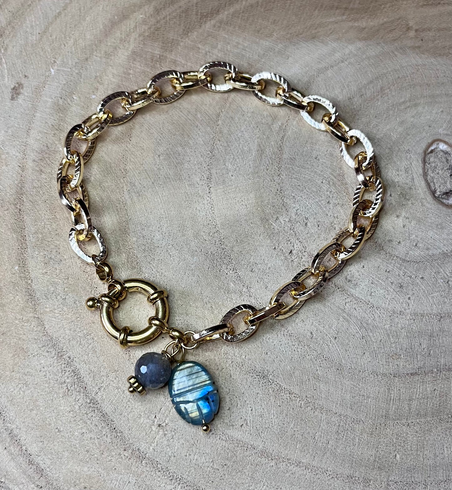 Bracelet talisman scarabée Labradorite
