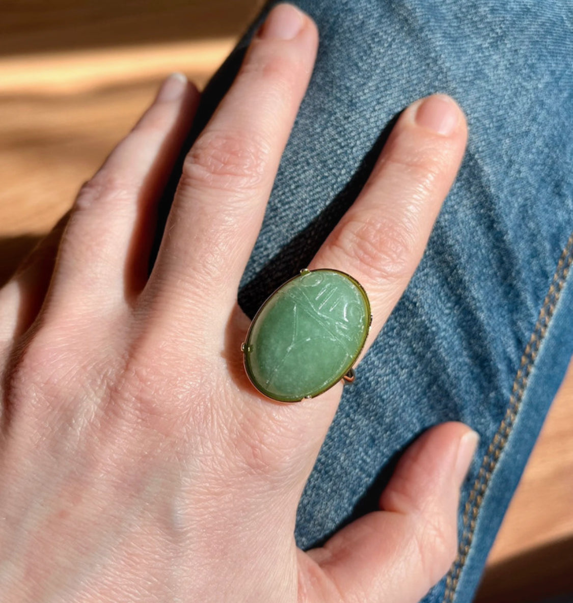 Bague amulette scarabée Aventurine