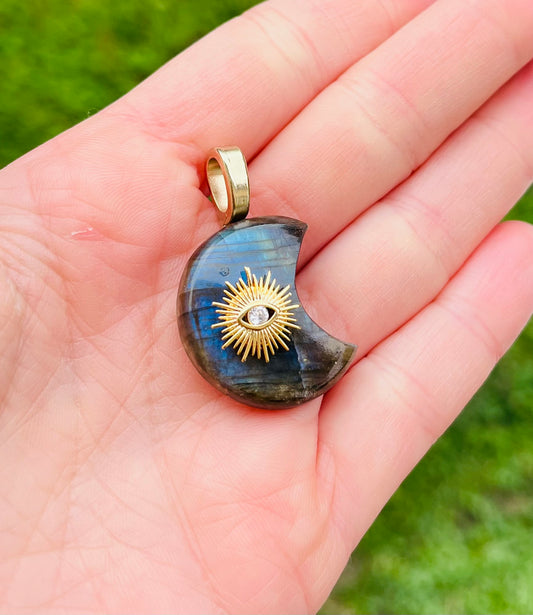Pendentif Lune Labradorite