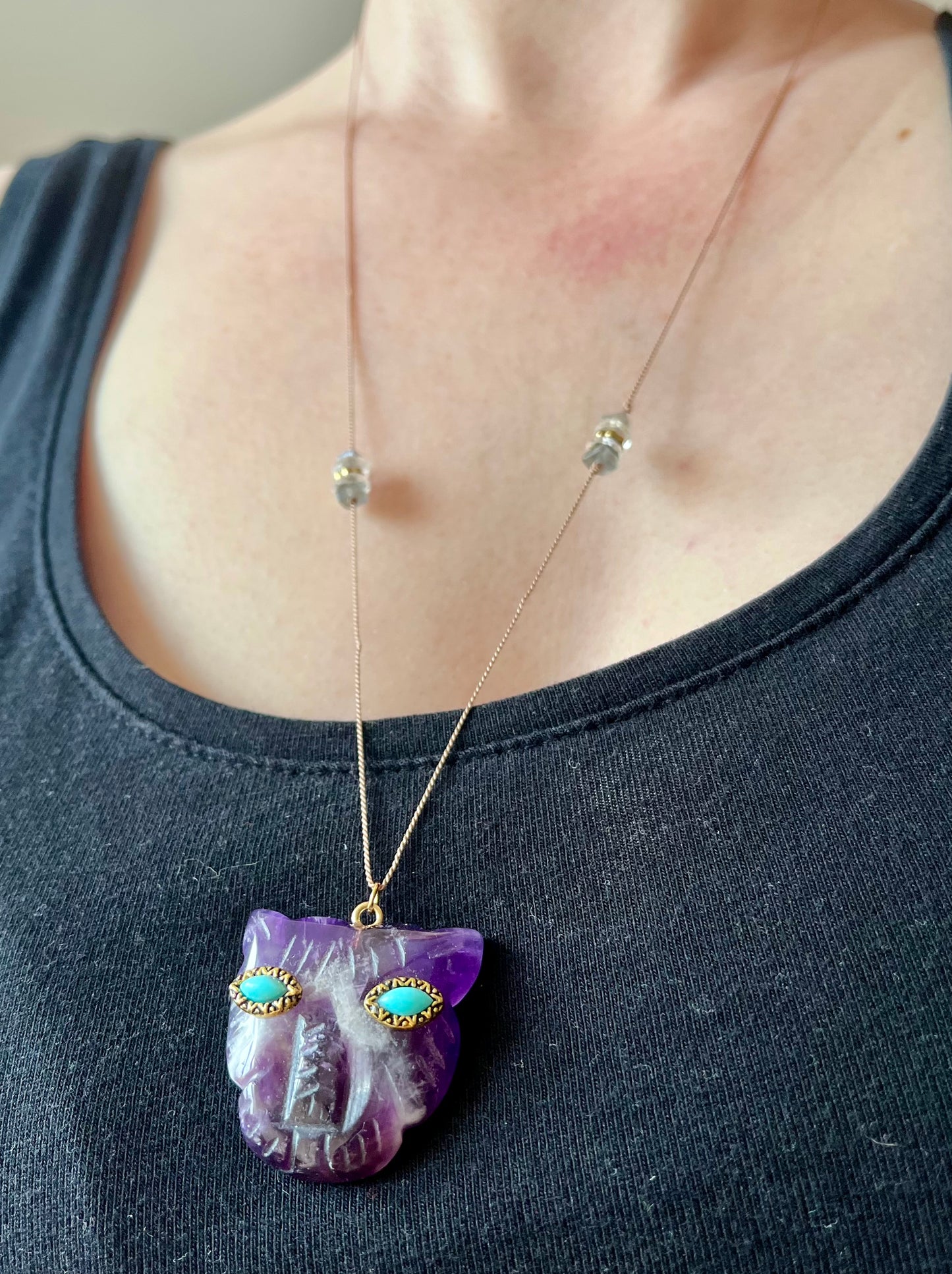 Collier sautoir talisman tigre Améthyste