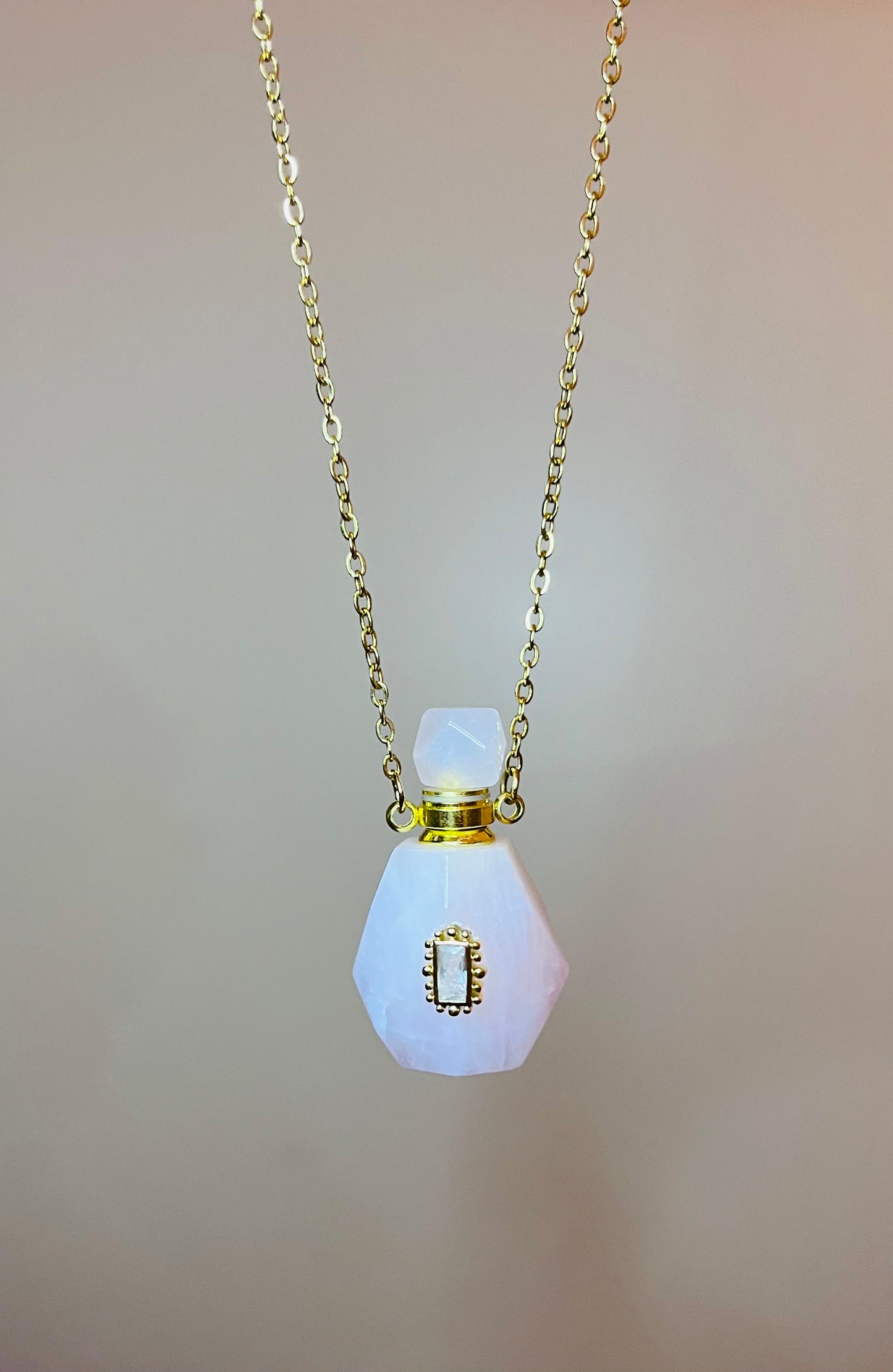 Collier fiole Quartz rose