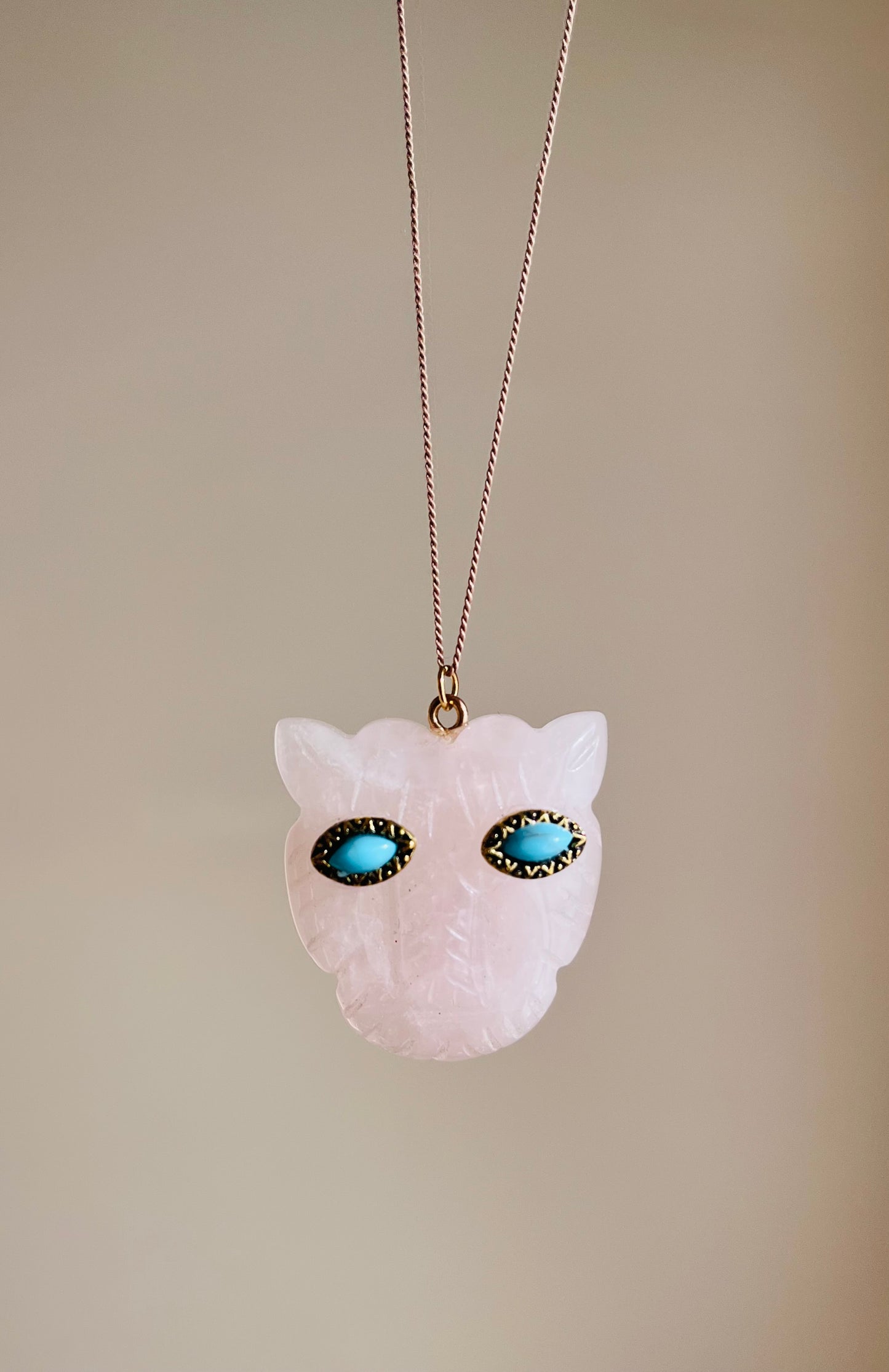 Collier sautoir talisman tigre Quartz rose