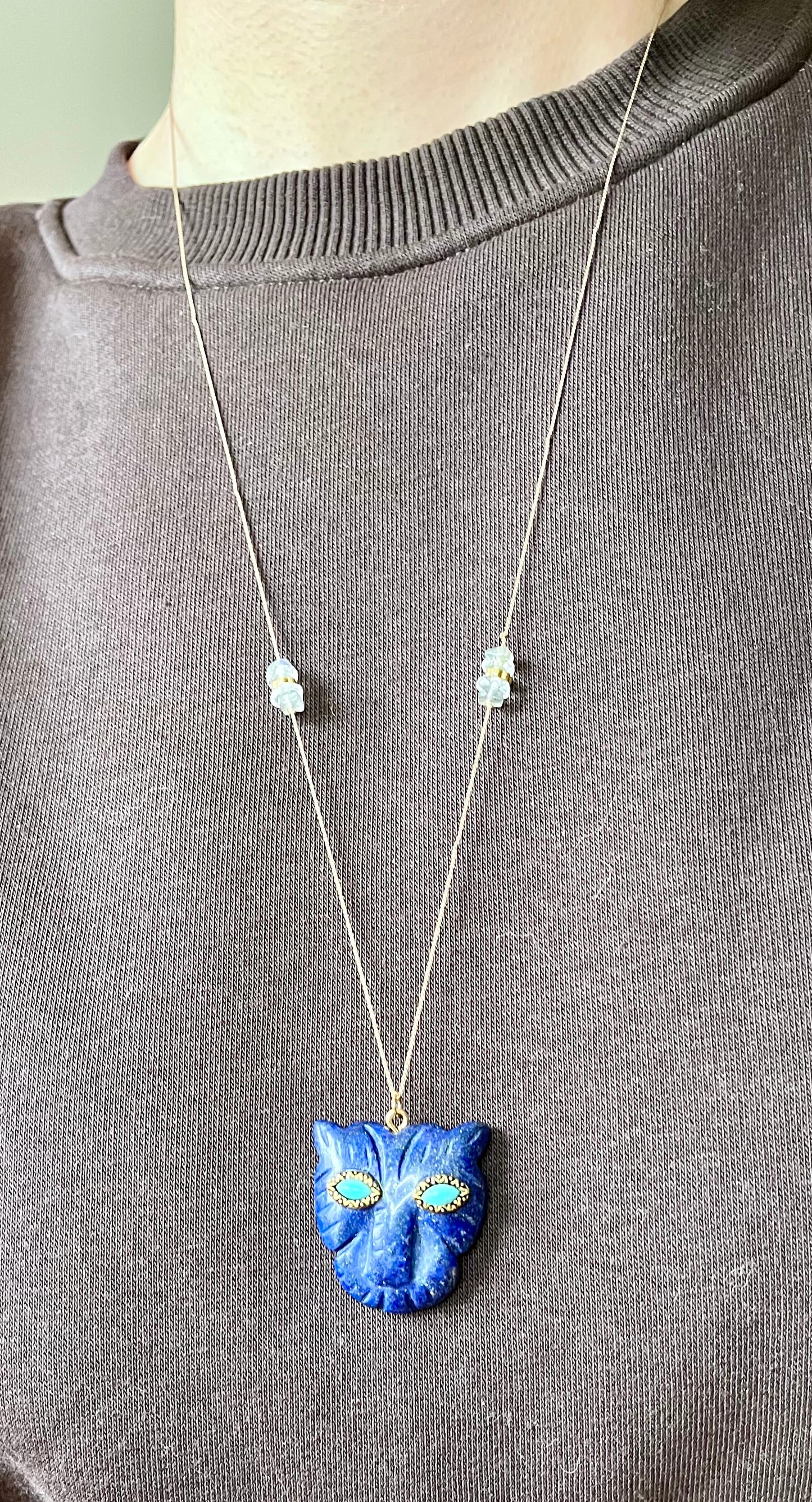 Collier sautoir talisman tigre Lapis-lazuli