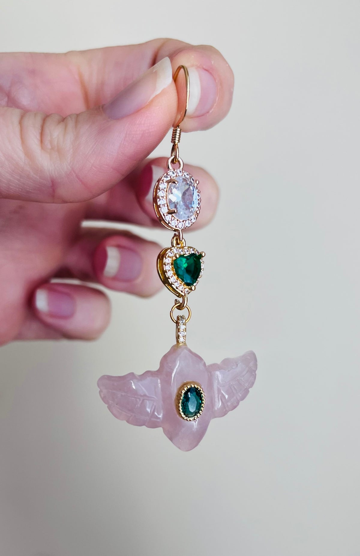 Mono boucle amulette Quartz rose