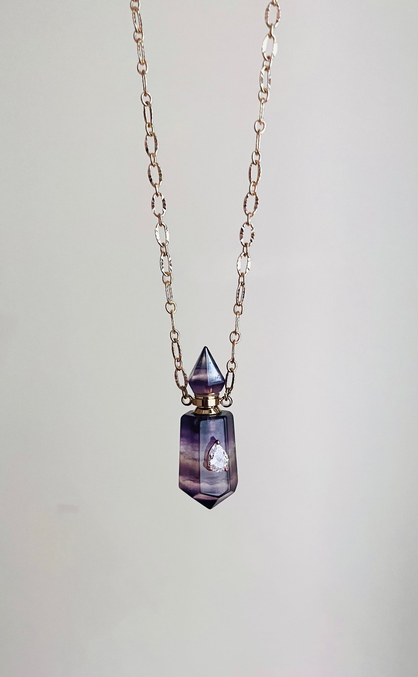 Collier sautoir fiole talisman Amétrine