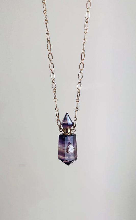 Collier sautoir fiole talisman Amétrine