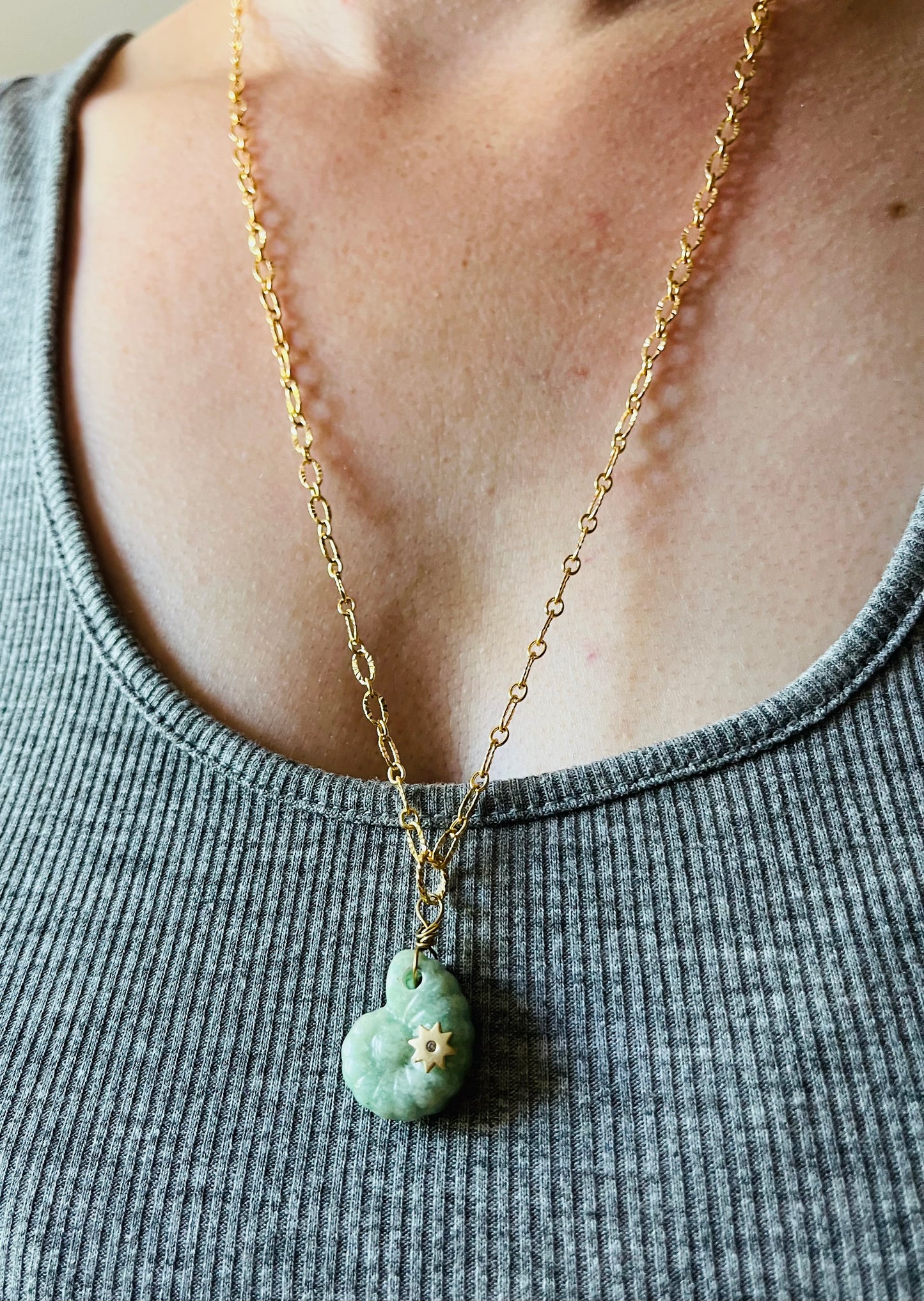 Collier sautoir coquillage Amazonite