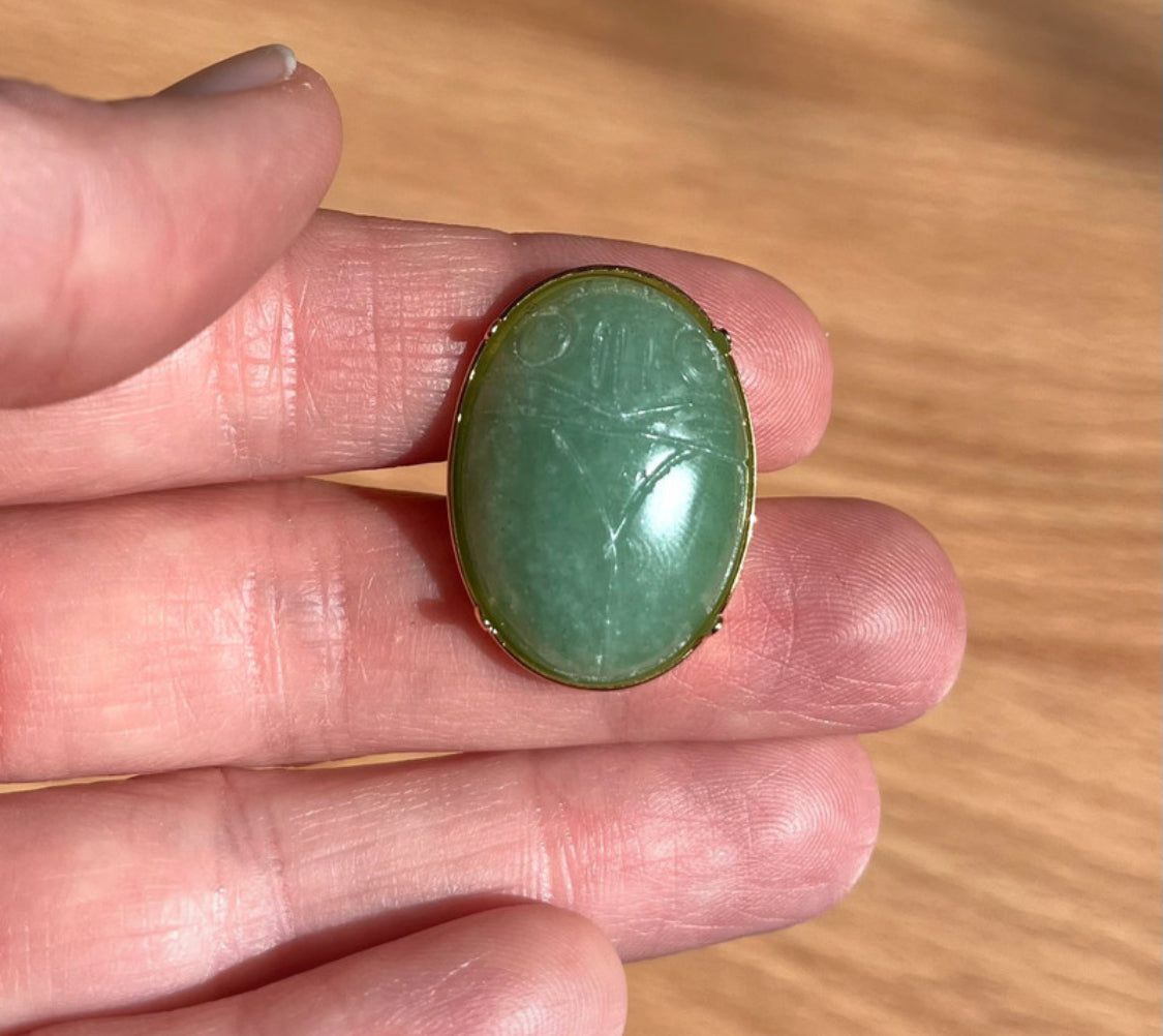 Bague amulette scarabée Aventurine