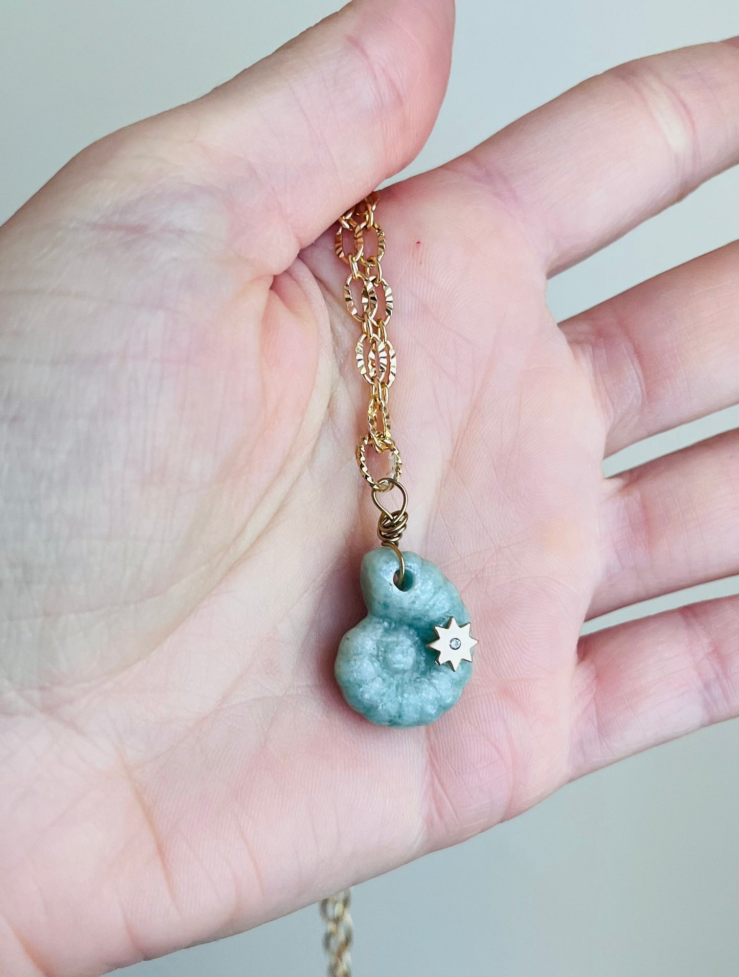 Collier sautoir coquillage Amazonite