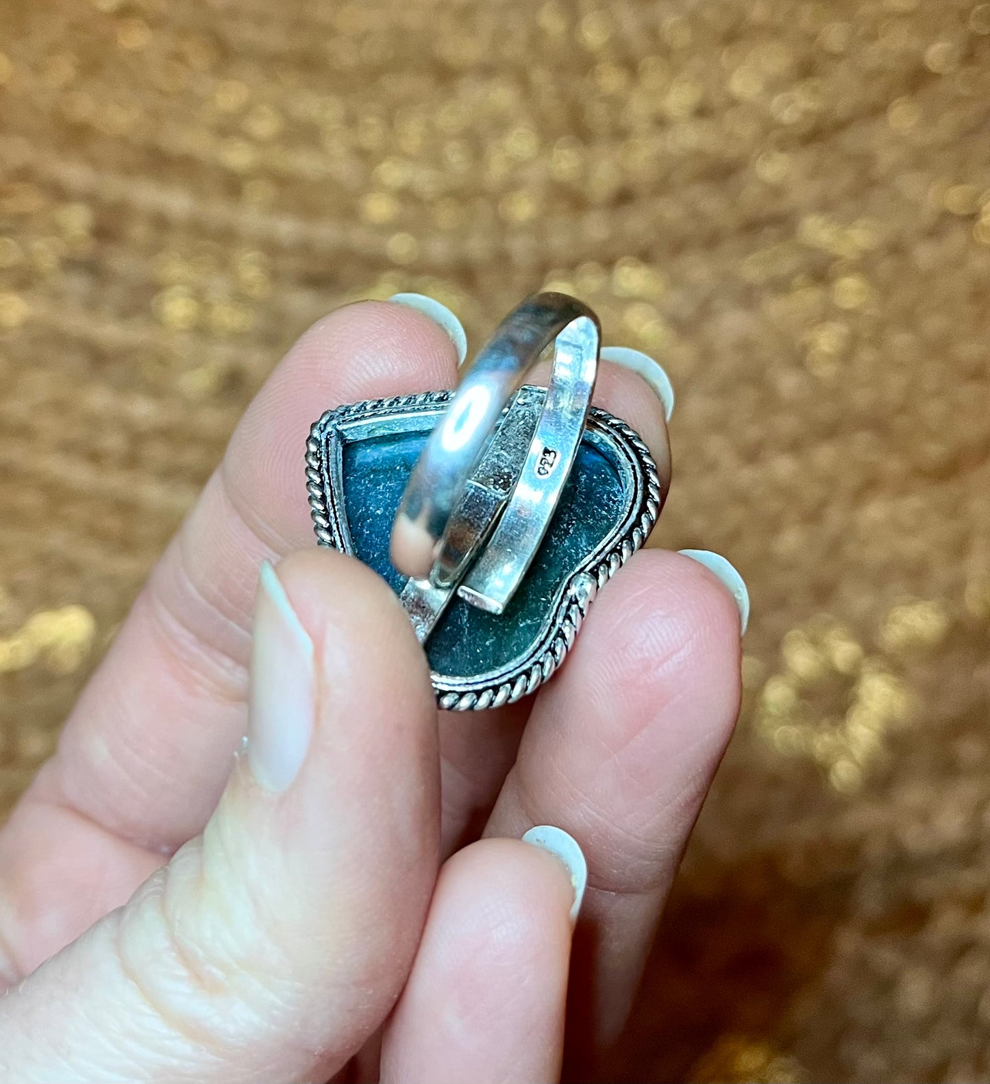 Bague coeur Labradorite et argent 925