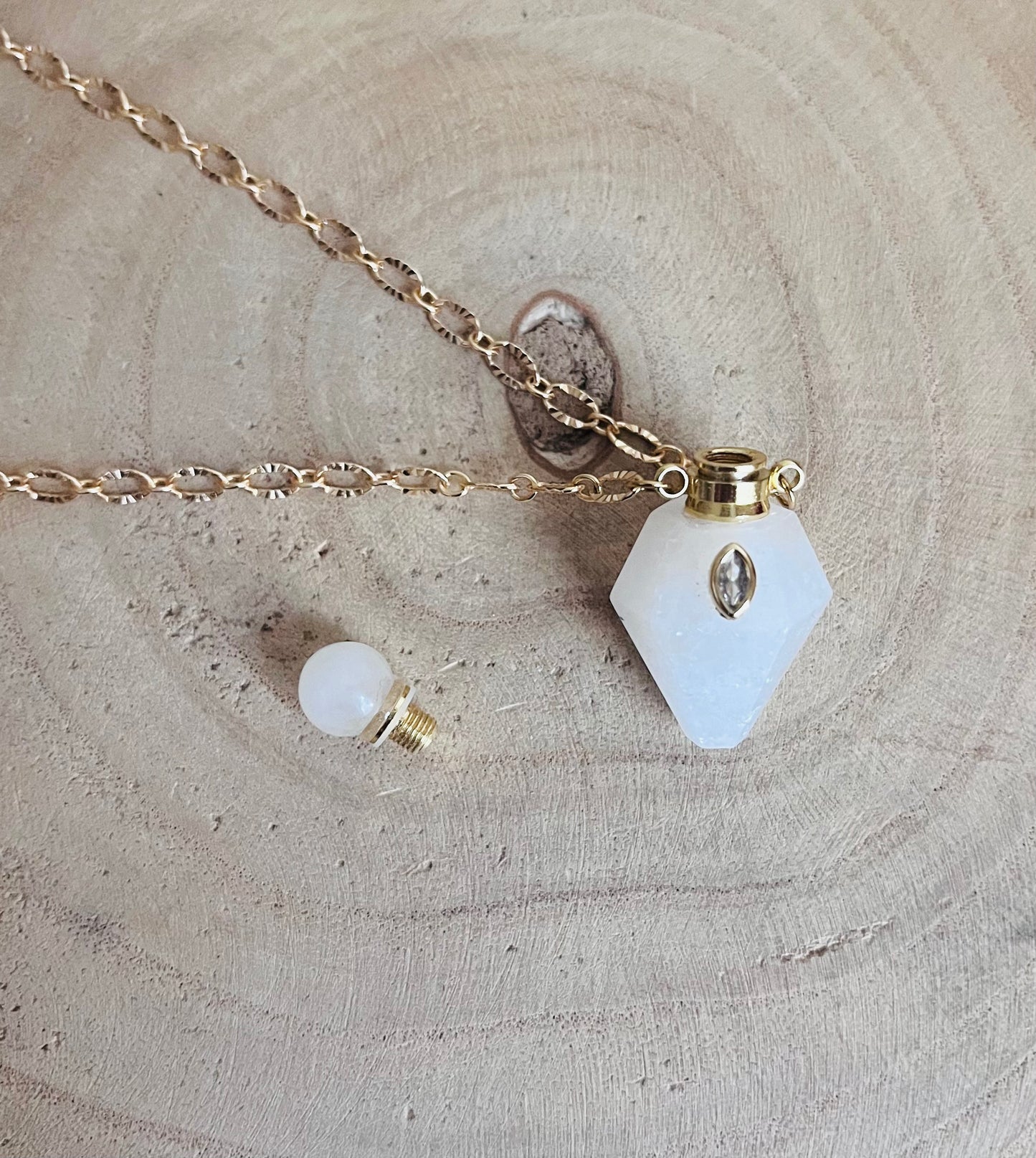Collier sautoir grigri fiole Quartz