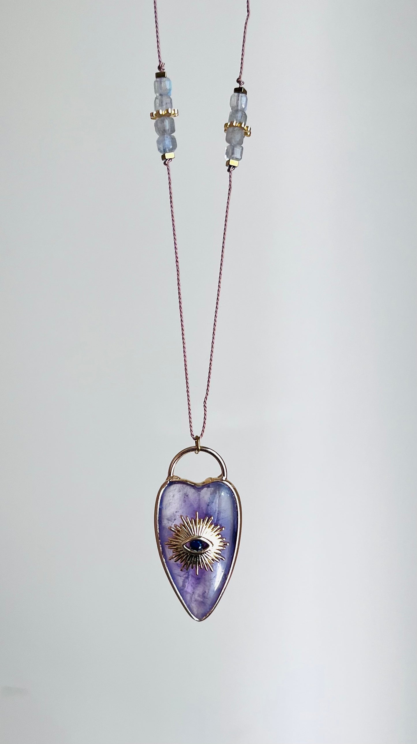 Collier sautoir cœur Améthyste