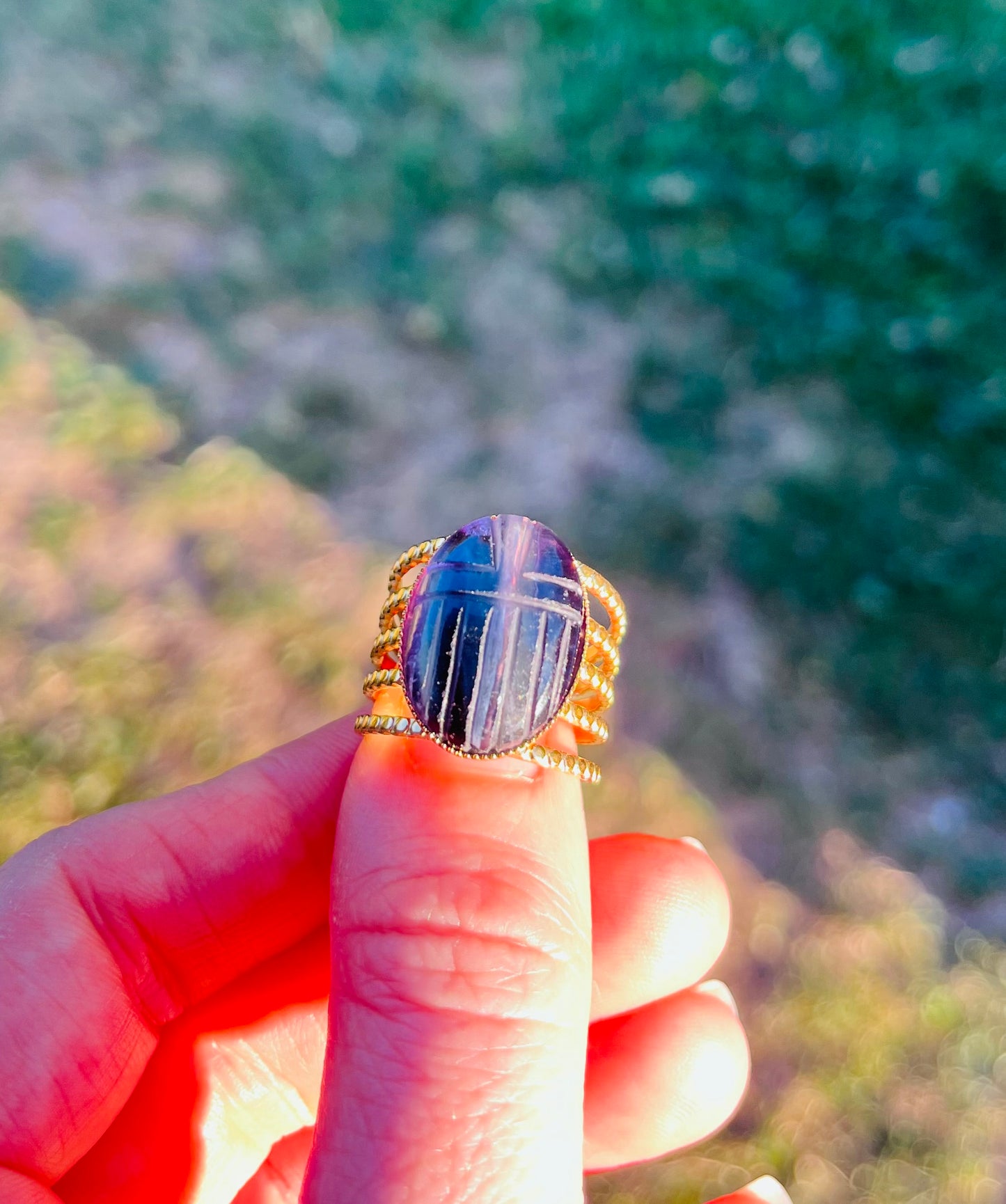 Bague amulette scarabée Fluorite