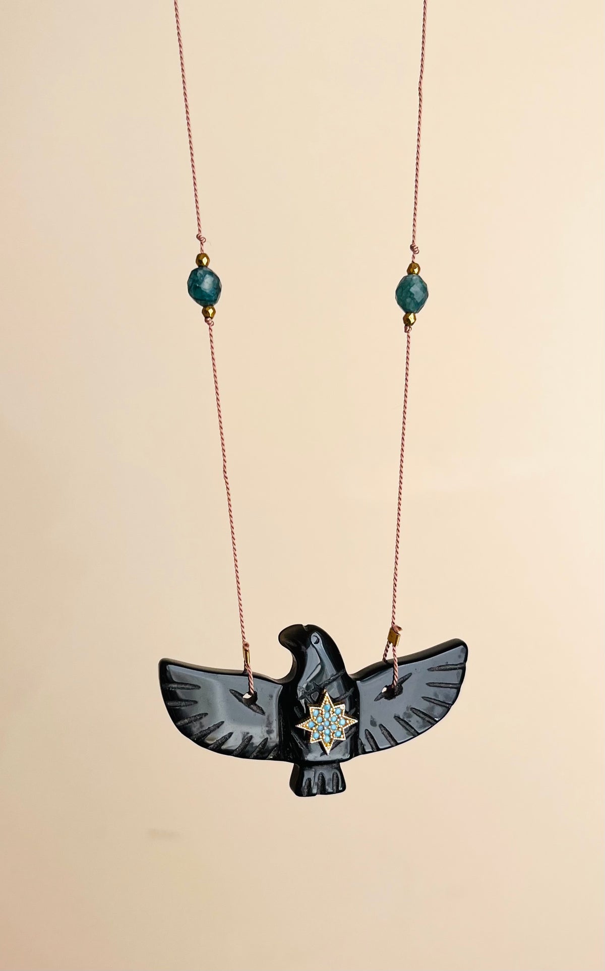 Collier sautoir phœnix Onyx noir