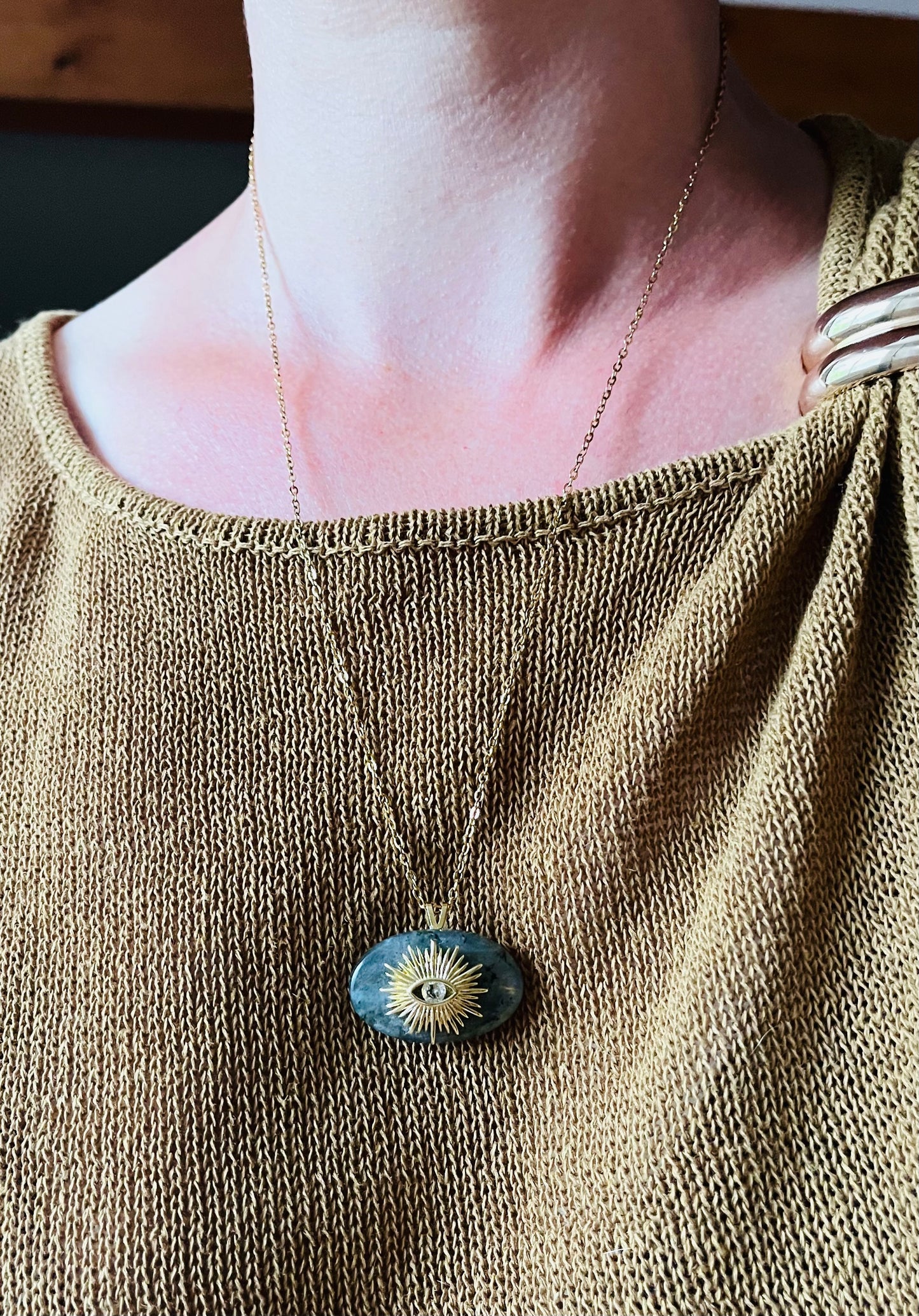 Collier sautoir protecteur grigri Labradorite