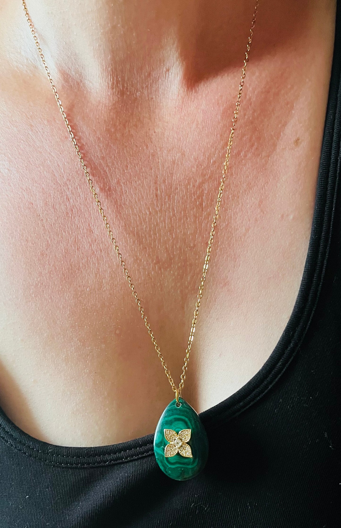 Collier sautoir Malachite