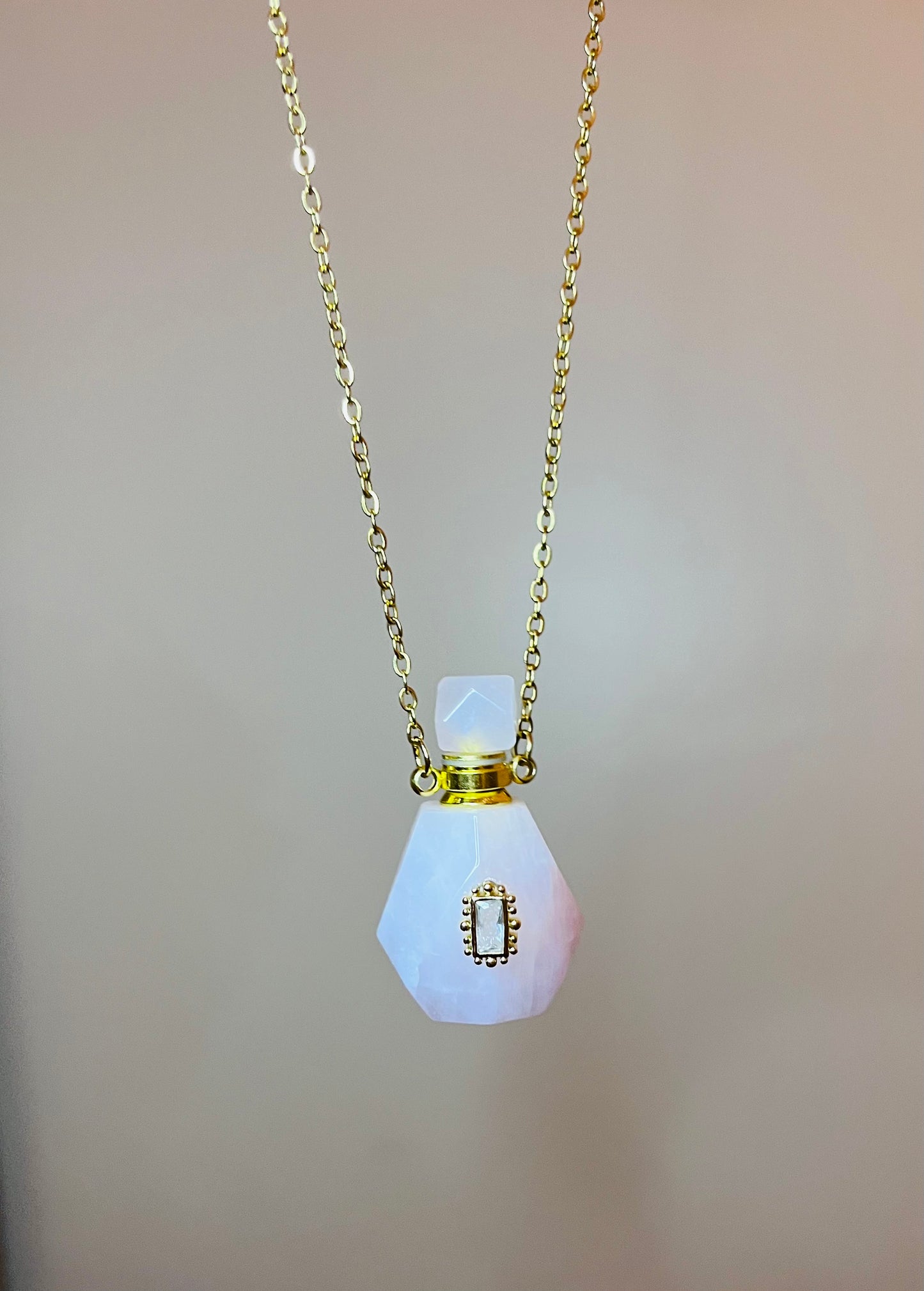 Collier fiole Quartz rose