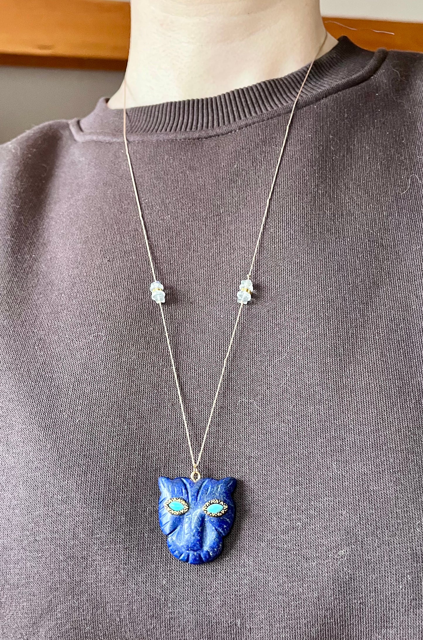 Collier sautoir talisman tigre Lapis-lazuli