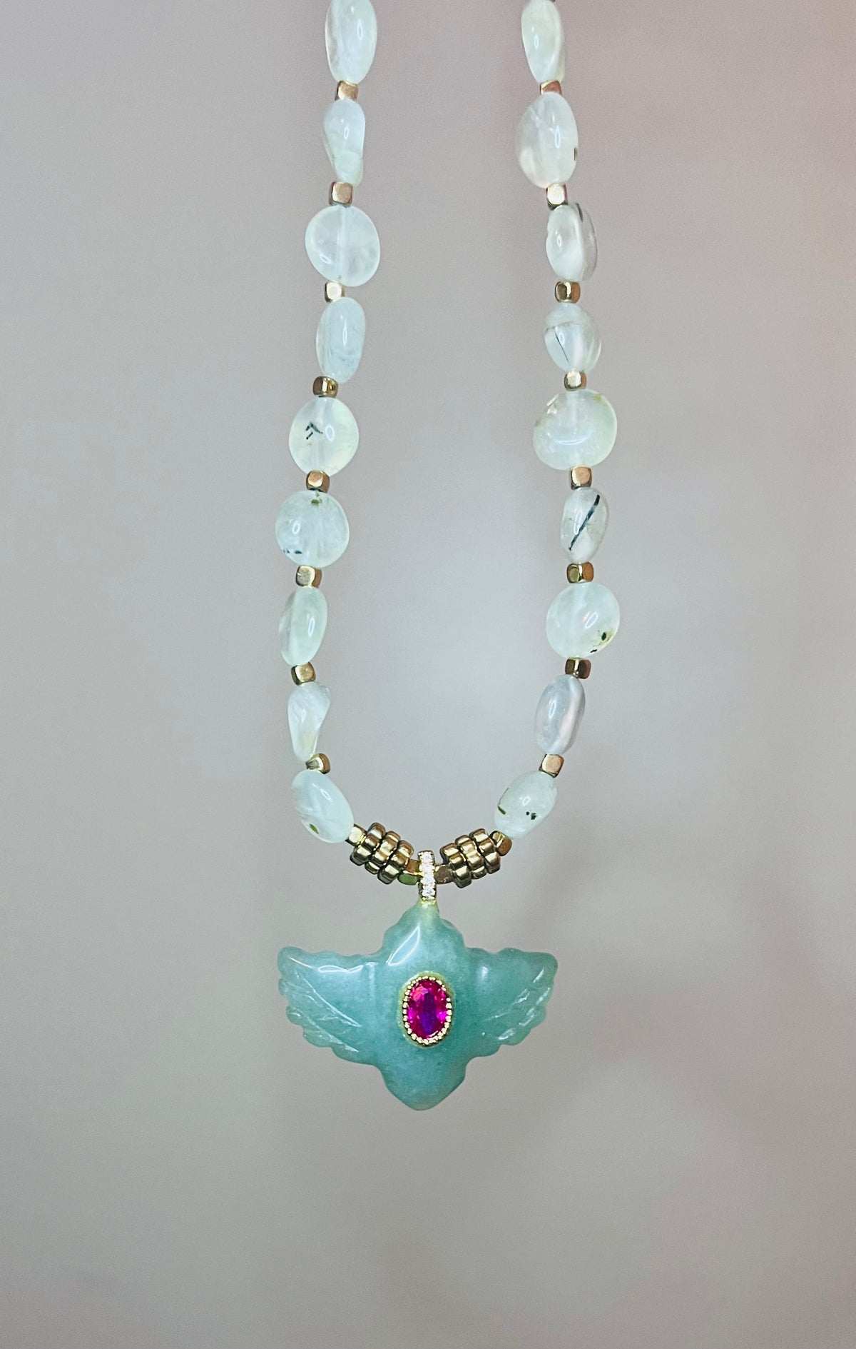 Collier talisman Aventurine et Préhnite