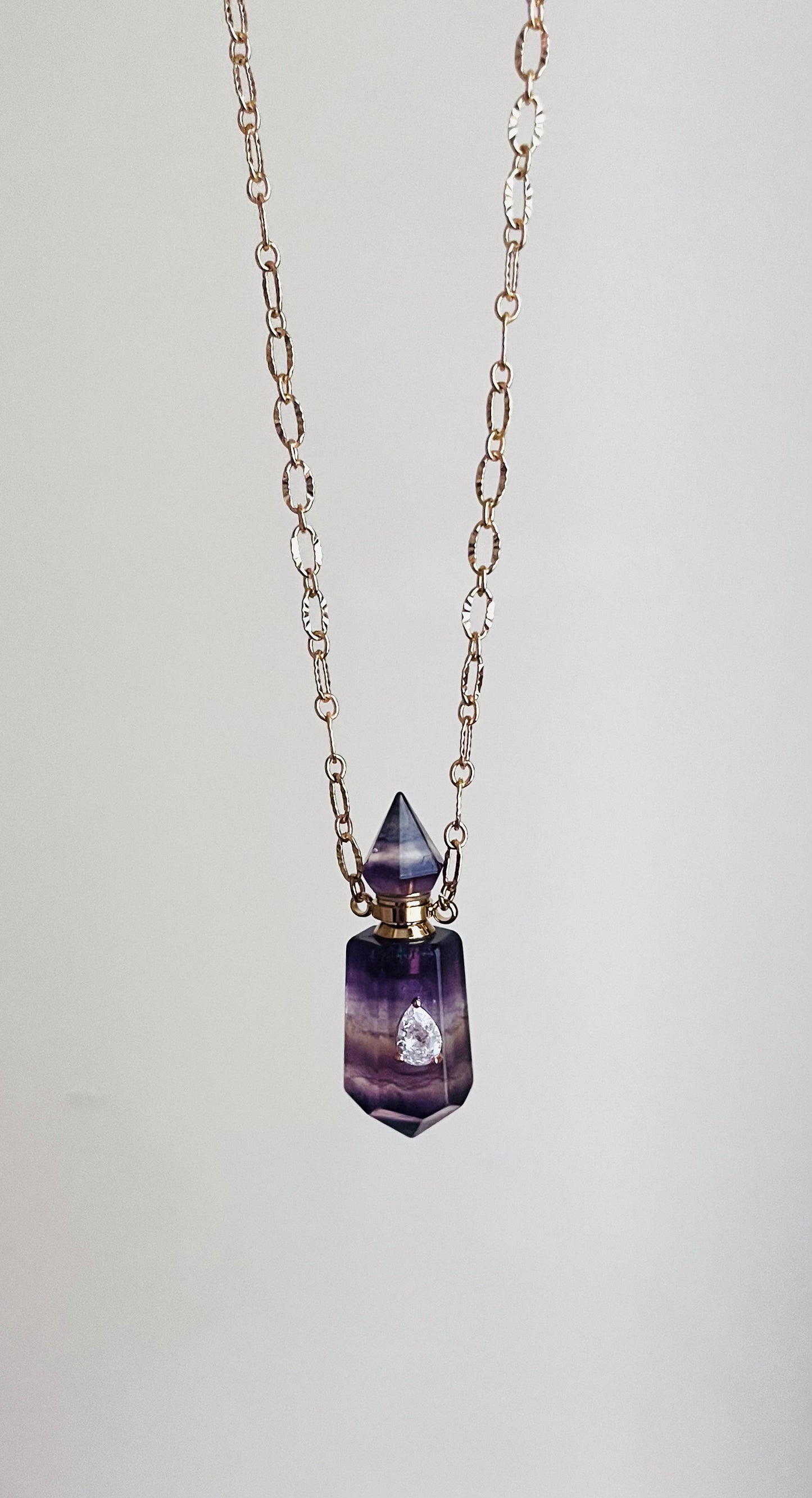 Collier sautoir fiole talisman Amétrine