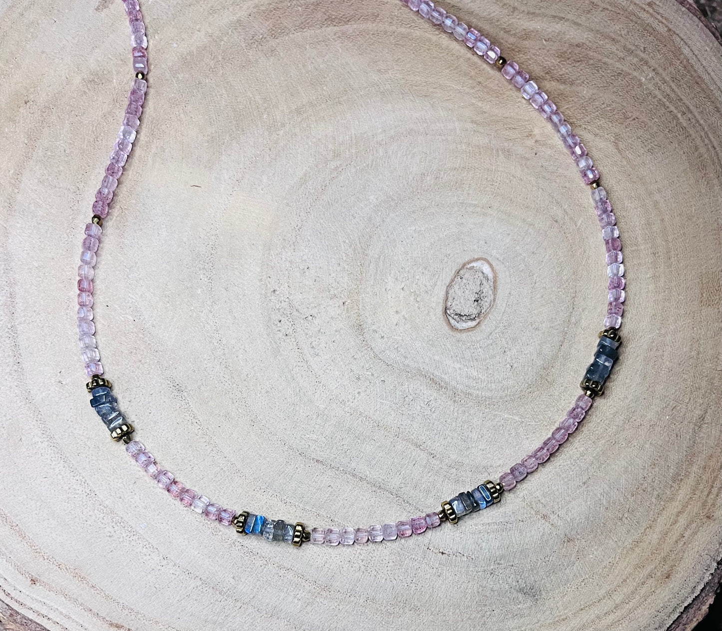 Collier Quartz fraise et Labradorite