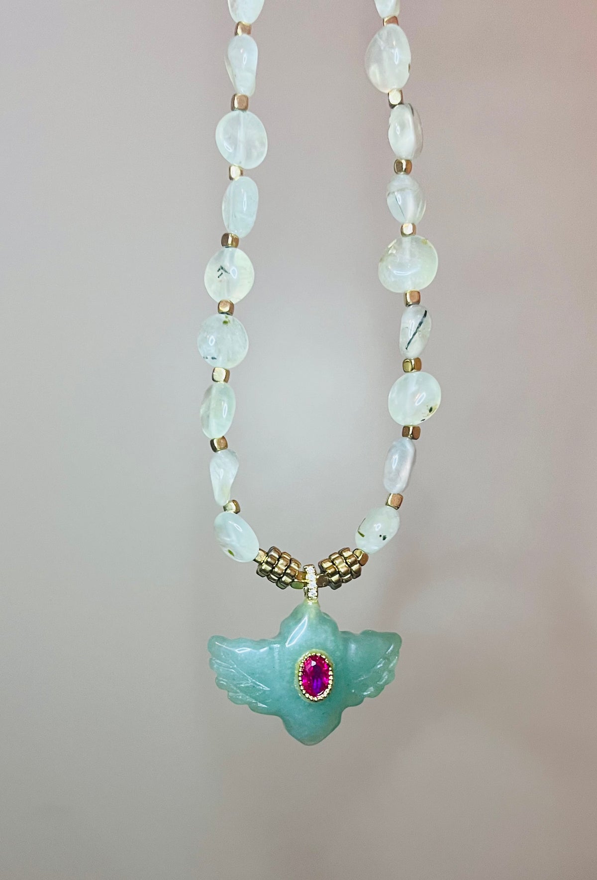 Collier talisman Aventurine et Préhnite