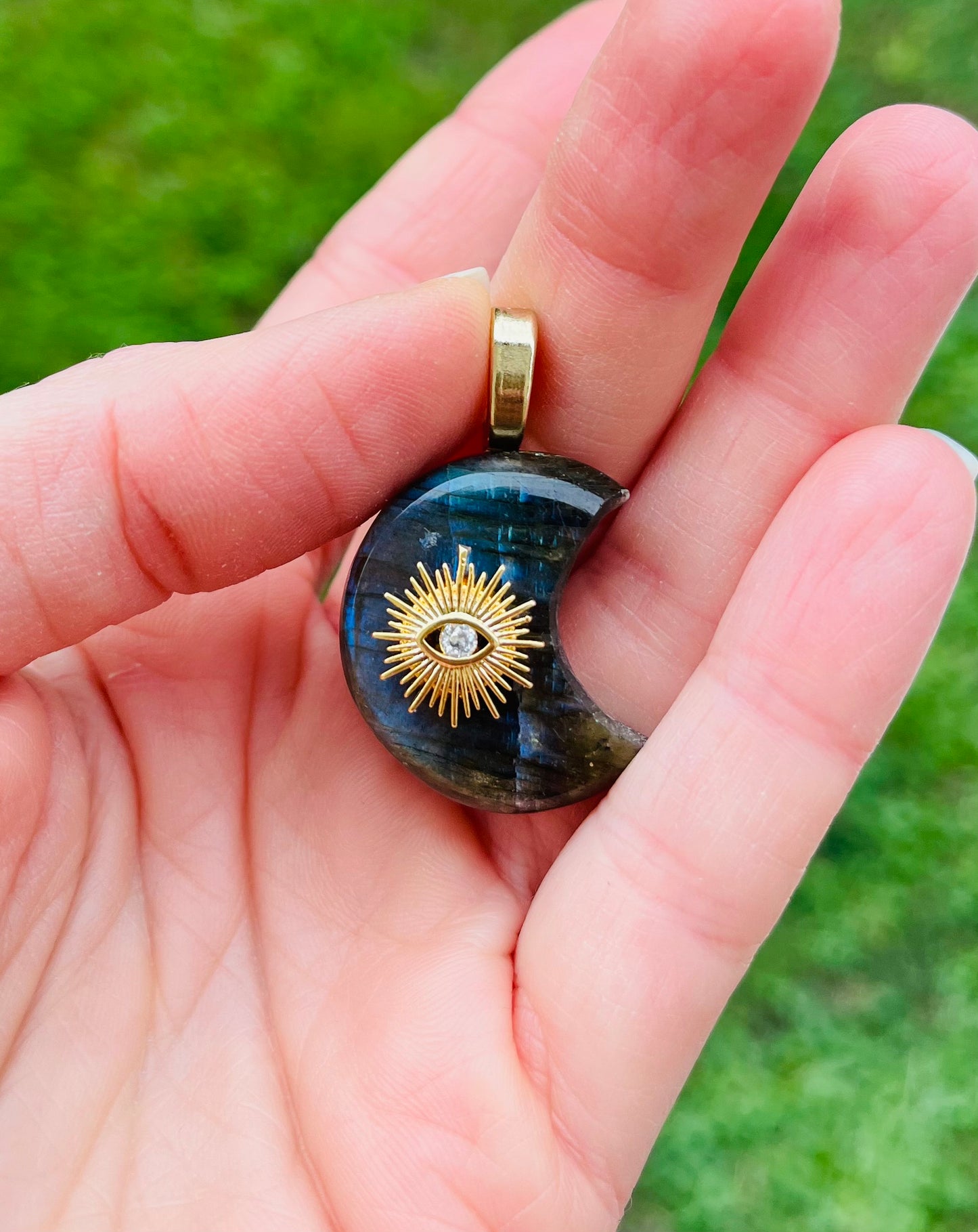 Pendentif Lune Labradorite