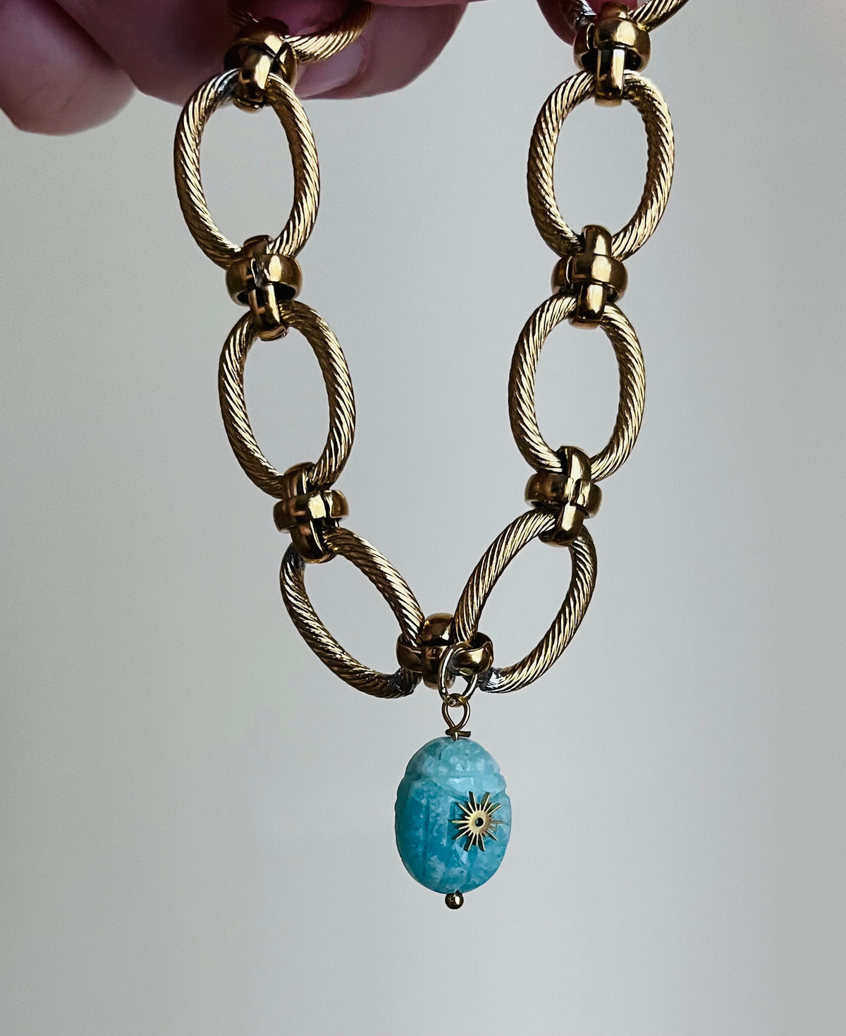Bracelet talisman scarabée Amazonite