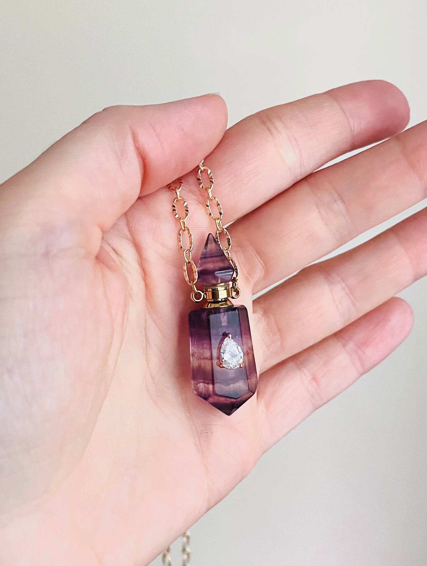 Collier sautoir fiole talisman Amétrine