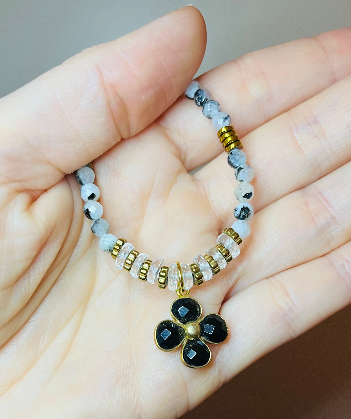 Collier Pierre de Lune et Onyx noir