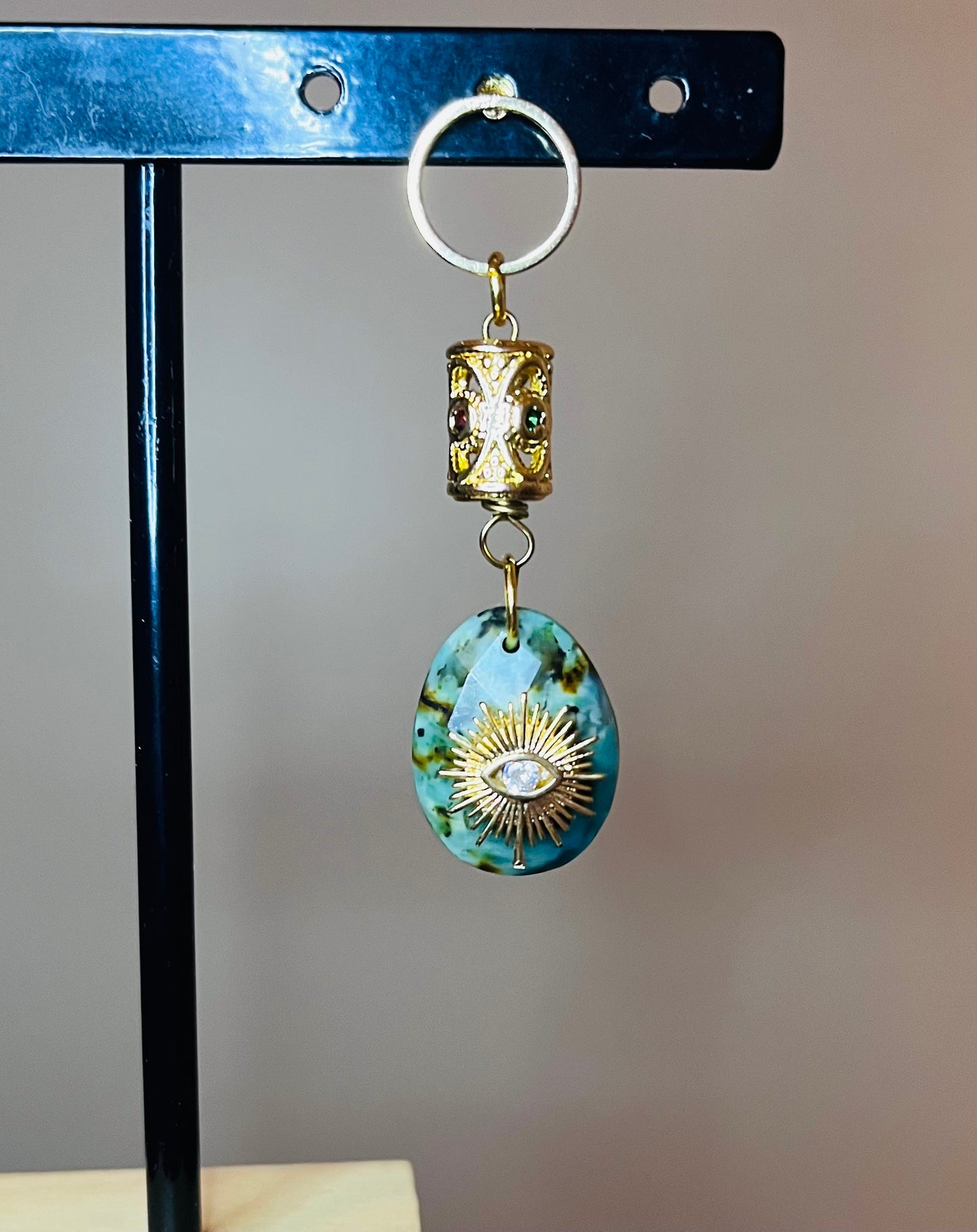 Mono boucle talisman Turquoise Africaine