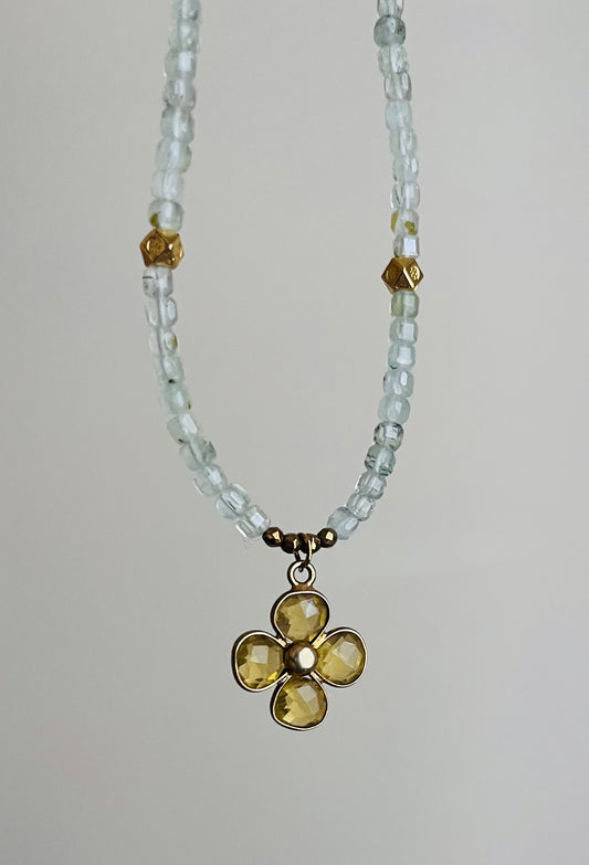 Collier Préhnite et Citrine