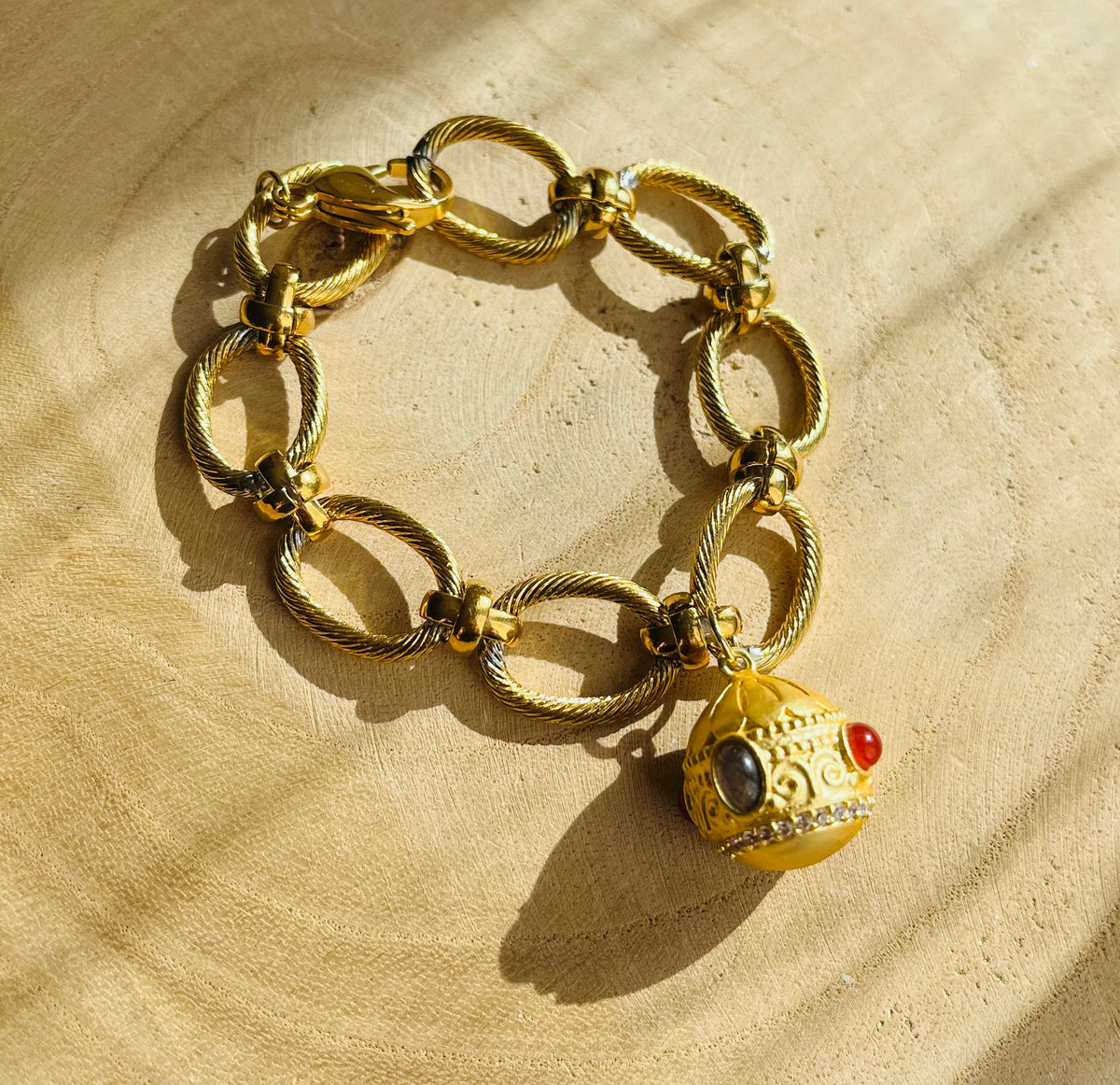 Bracelet talisman ethnique Labradorite et Cornaline