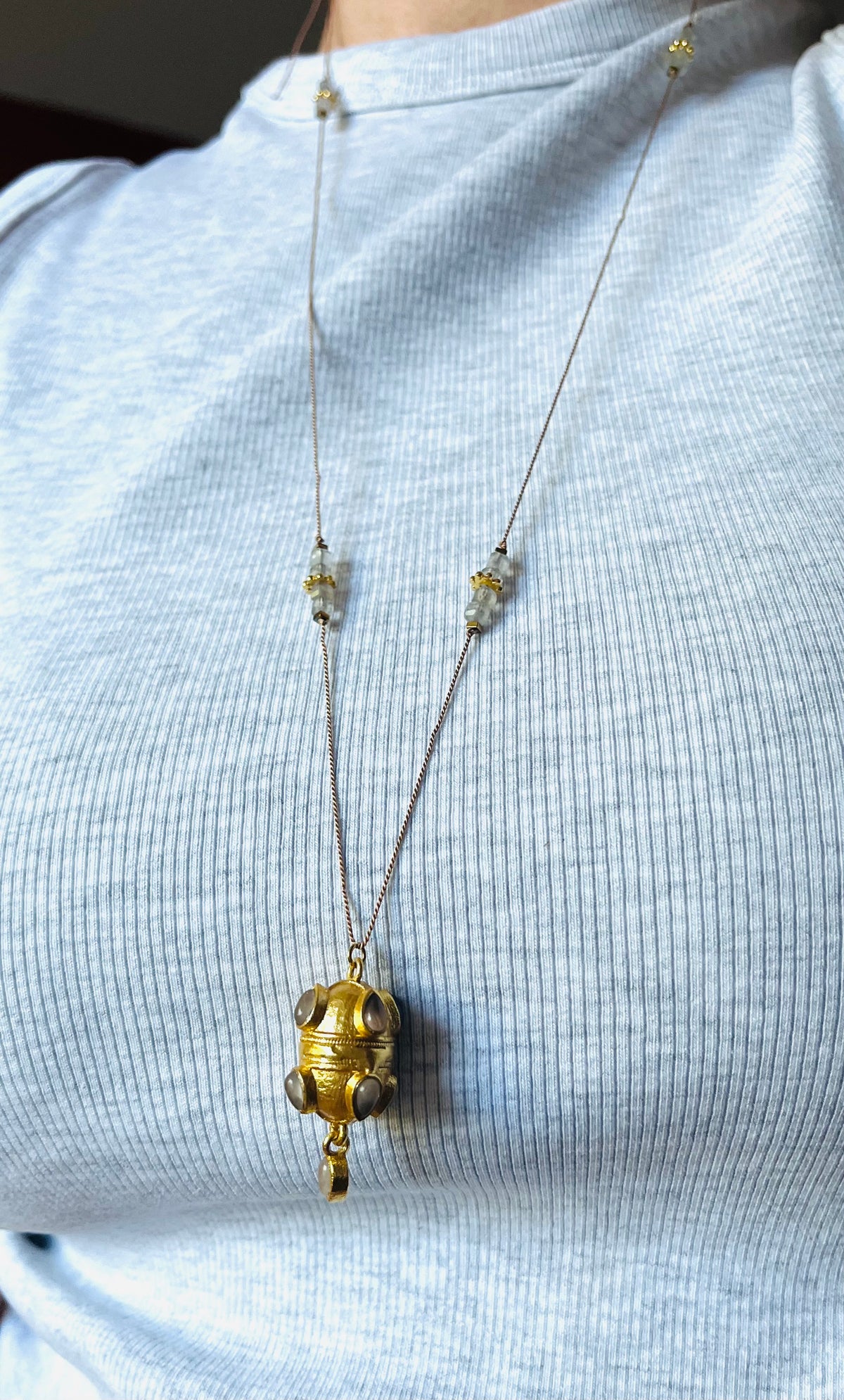 Collier Sautoir talisman ethnique Labradorite