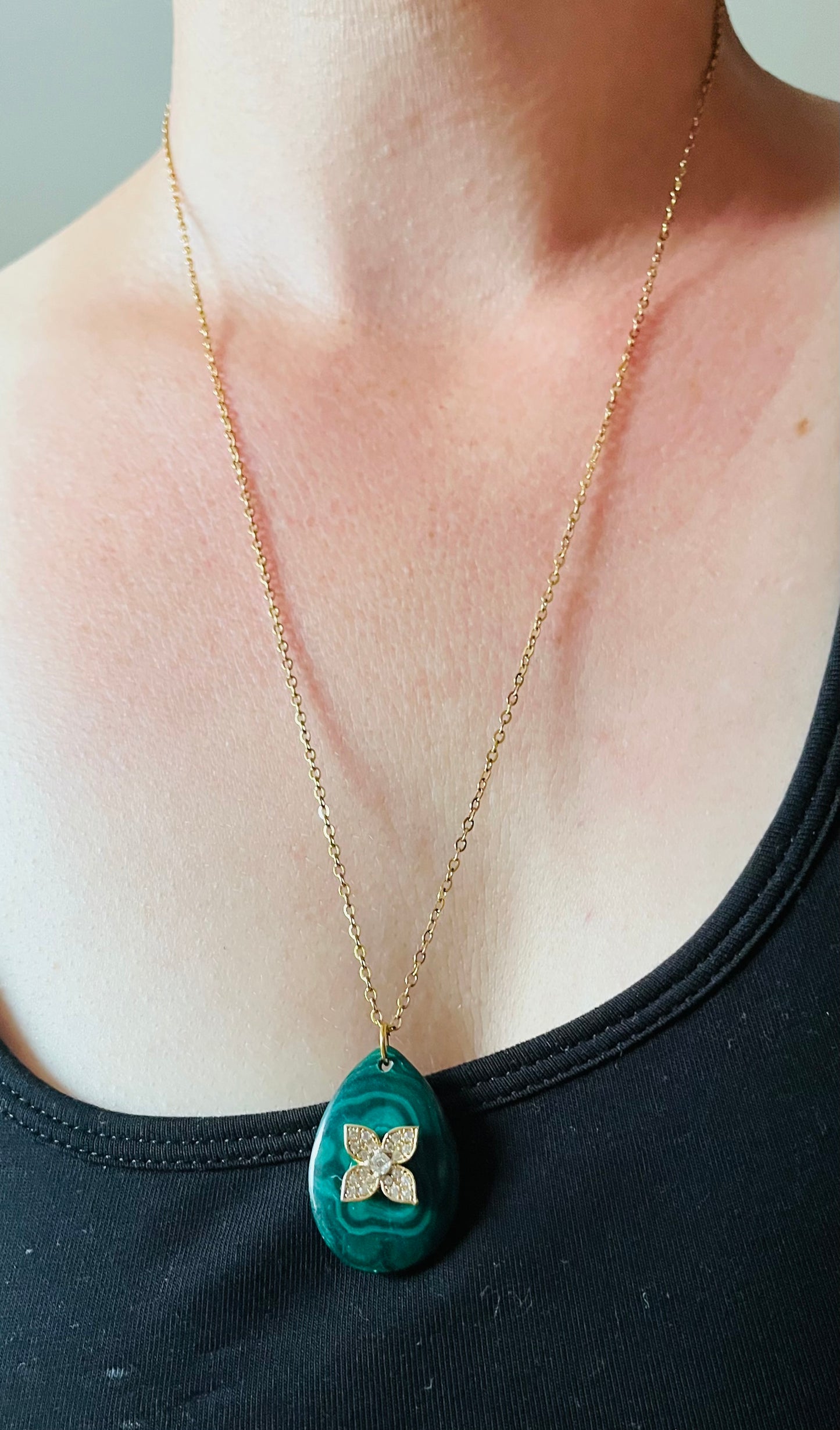 Collier sautoir Malachite