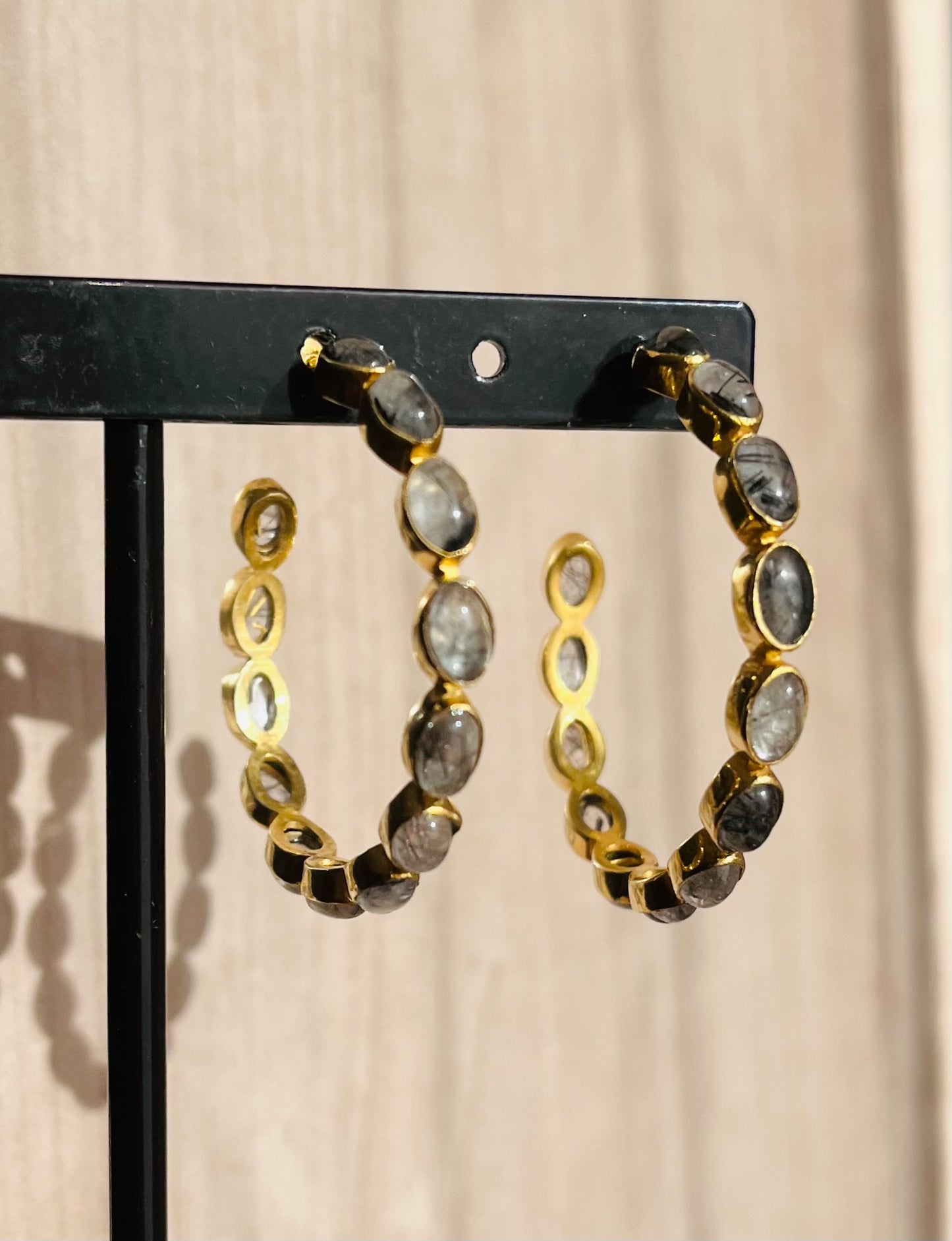 Boucles d’oreilles créoles Quartz rutile