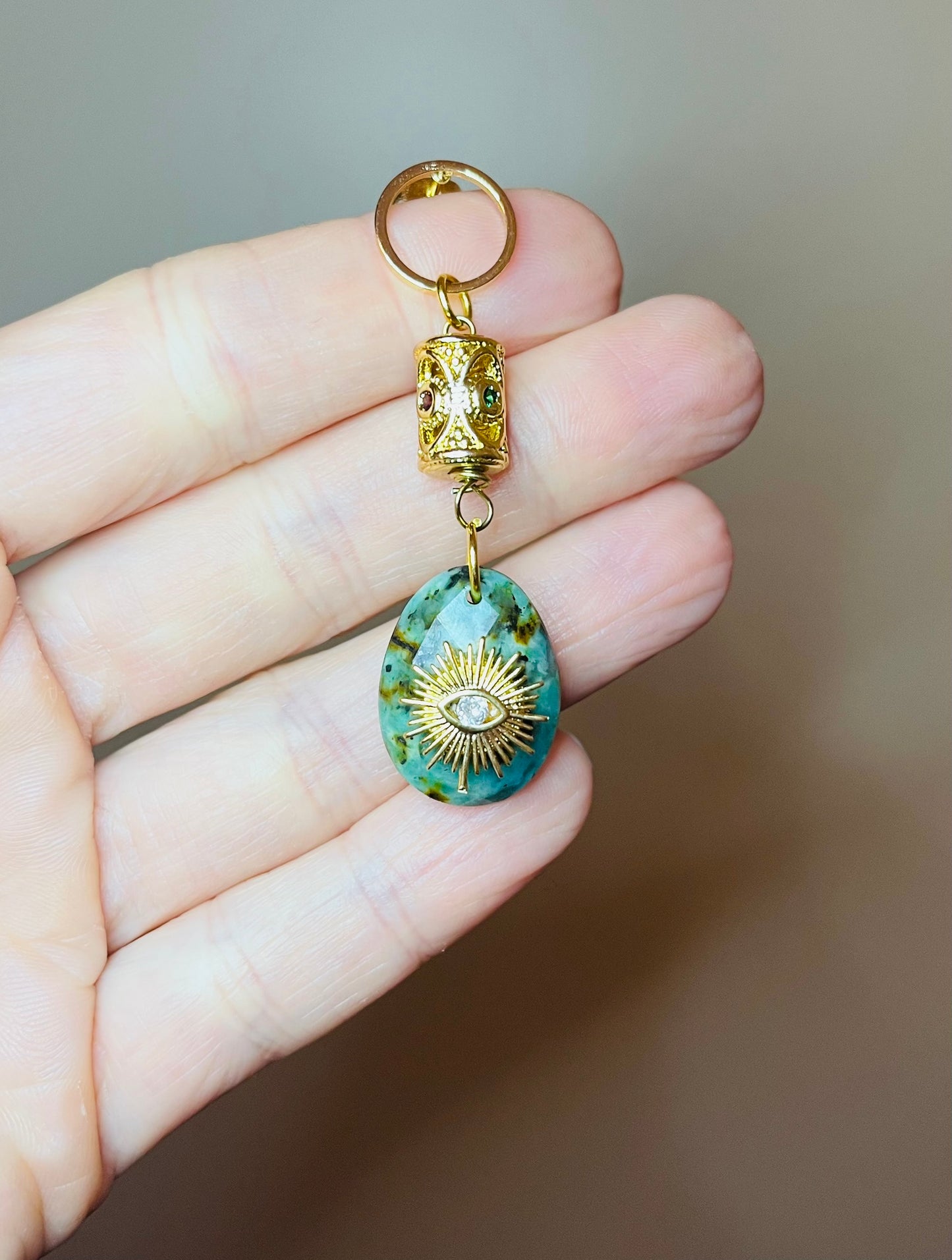 Mono boucle talisman Turquoise Africaine