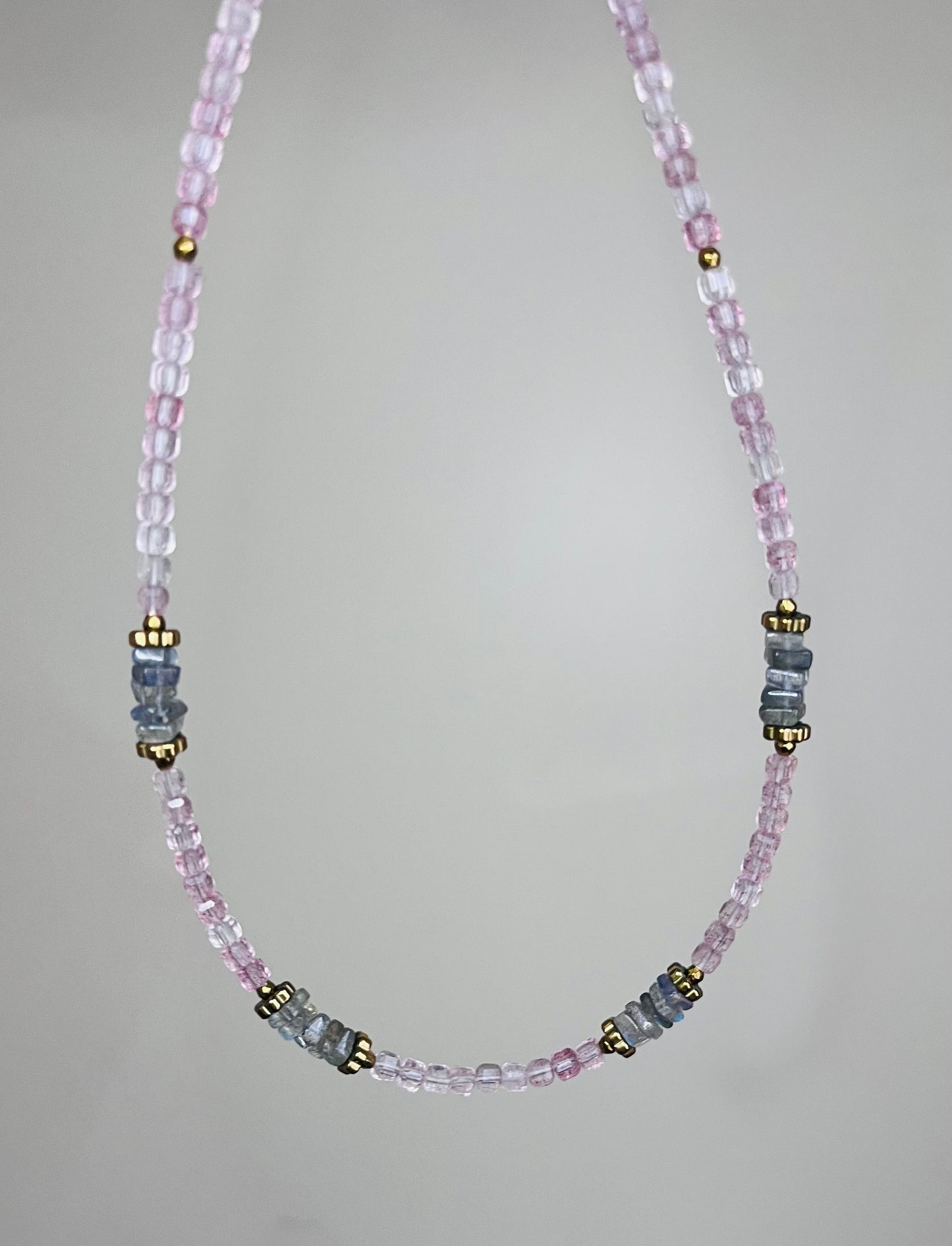 Collier Quartz fraise et Labradorite