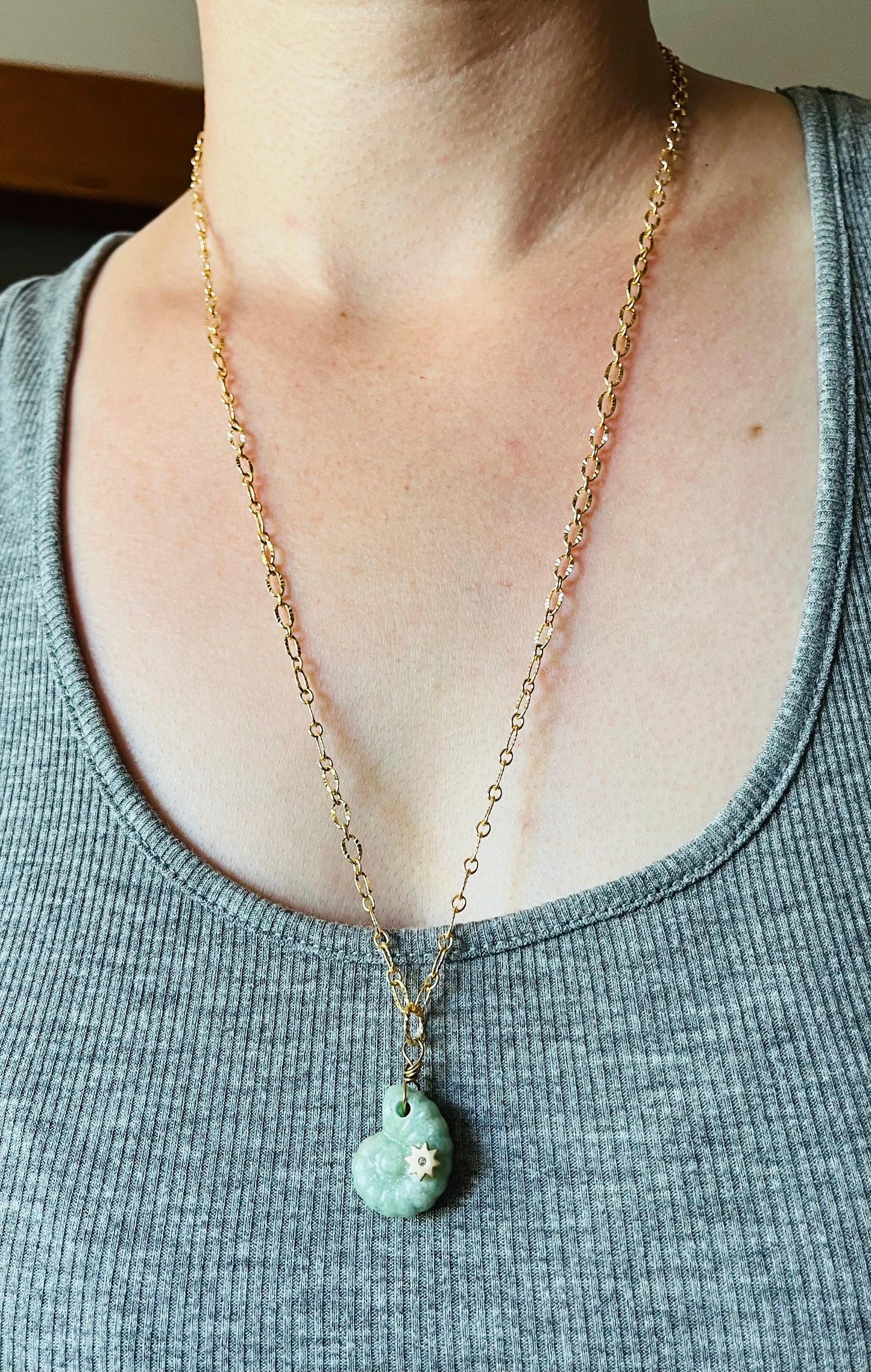 Collier sautoir coquillage Amazonite