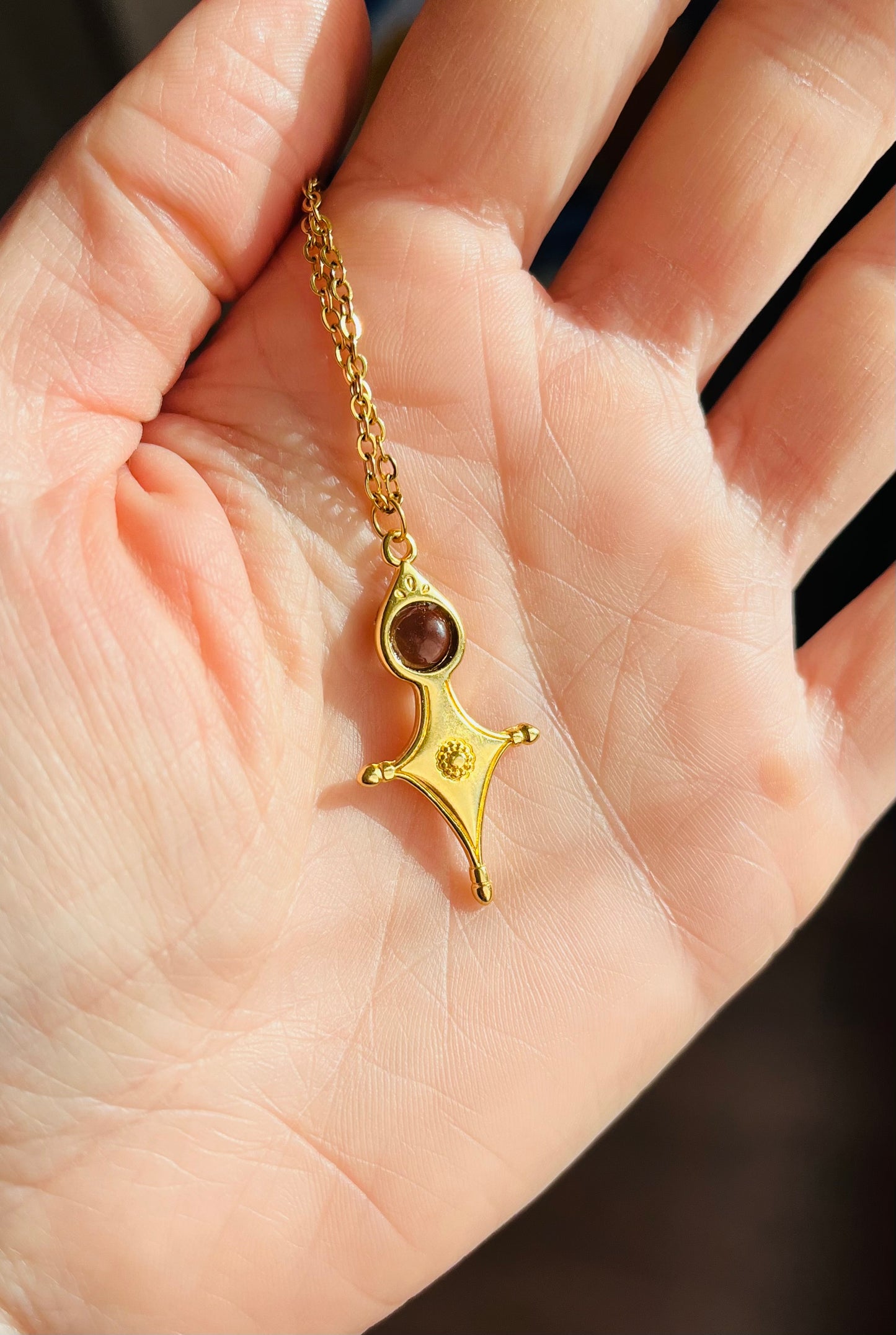 Collier Talisman Croix Touareg Quartz fumé