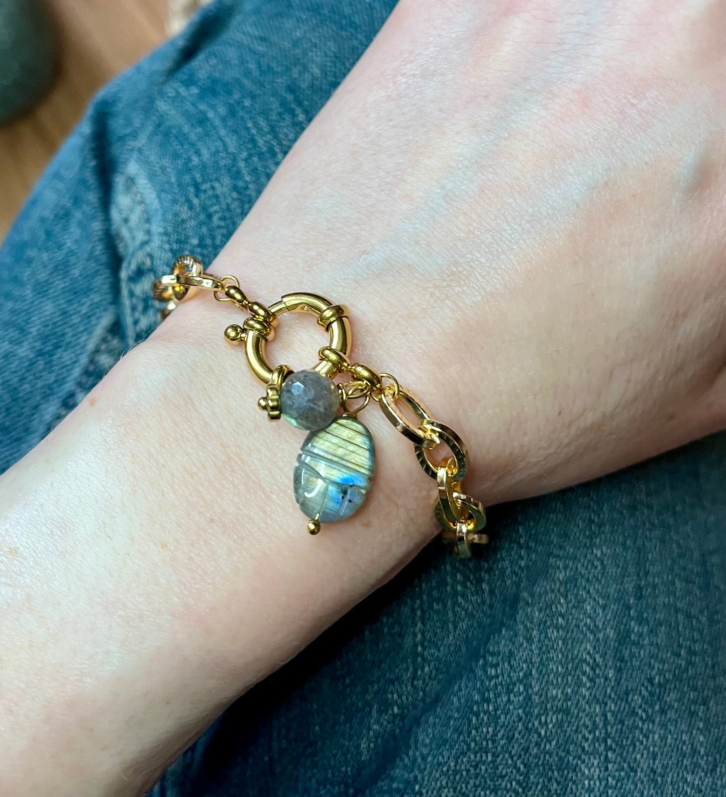 Bracelet talisman scarabée Labradorite