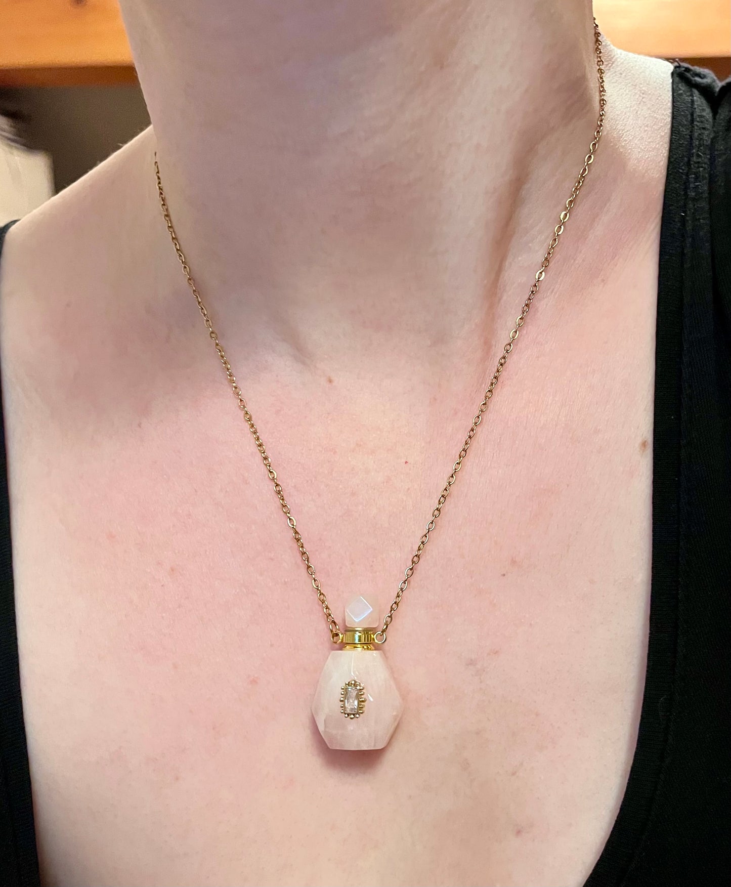 Collier fiole Quartz rose