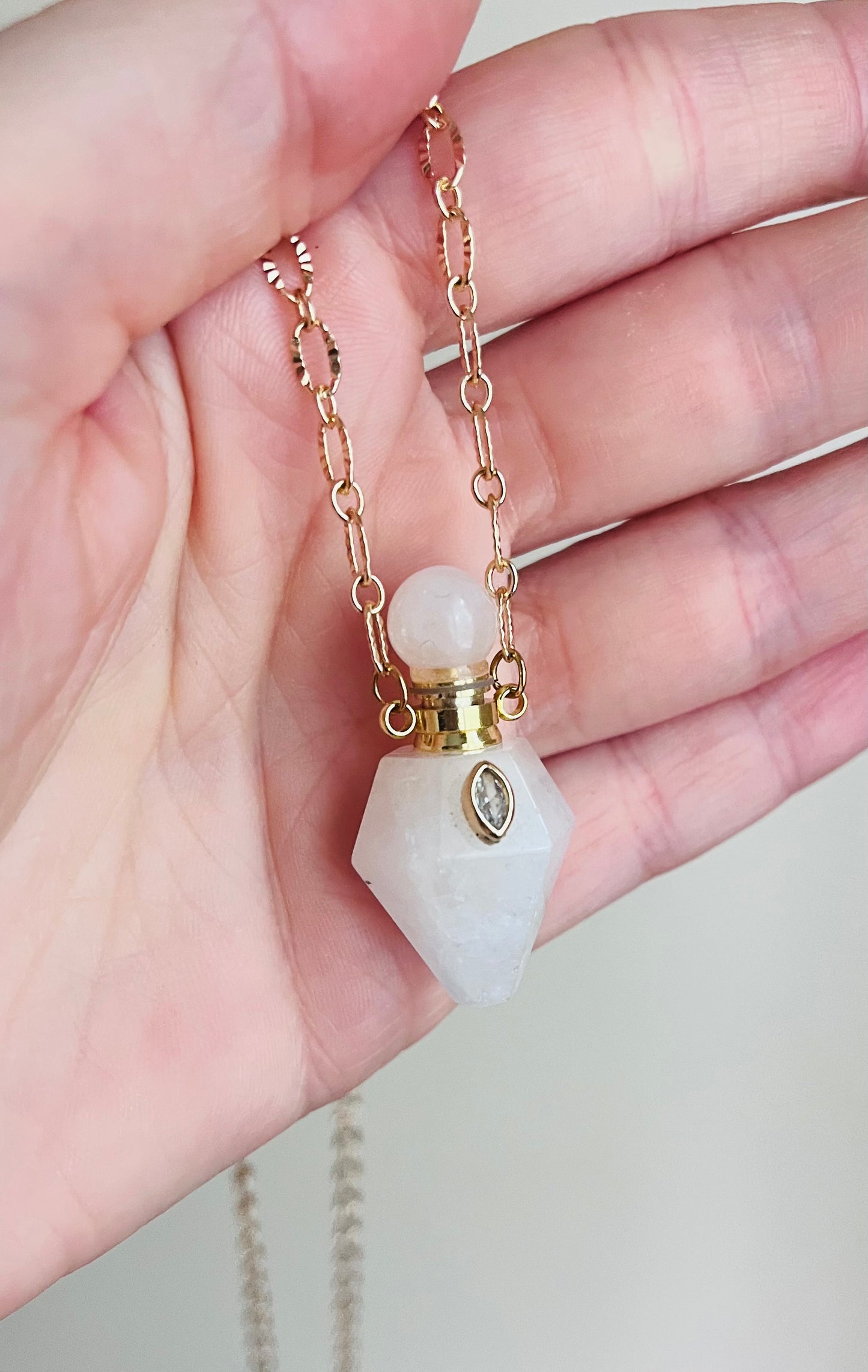 Collier sautoir grigri fiole Quartz