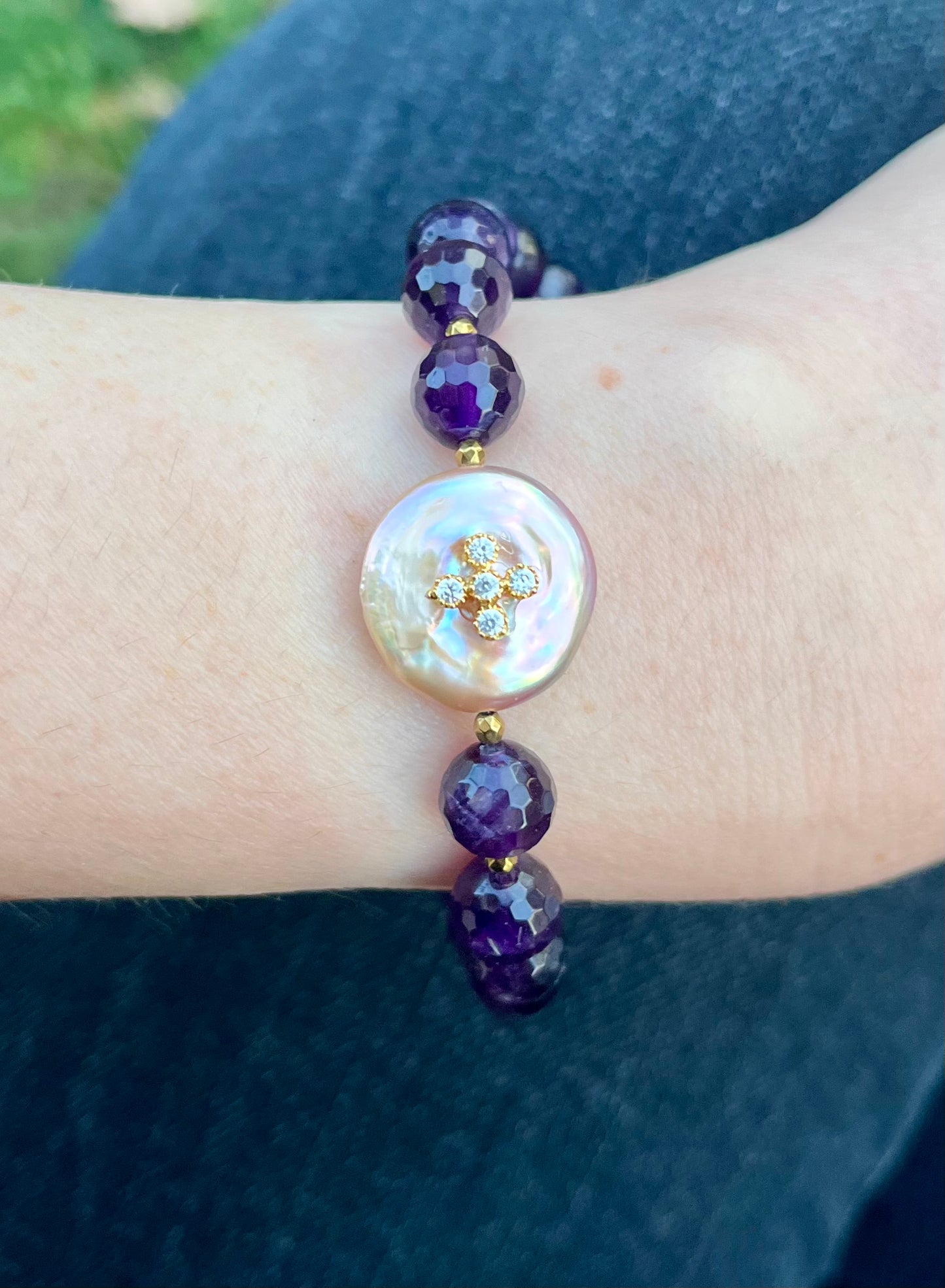 Bracelet Améthyste et Perle d’eau douce