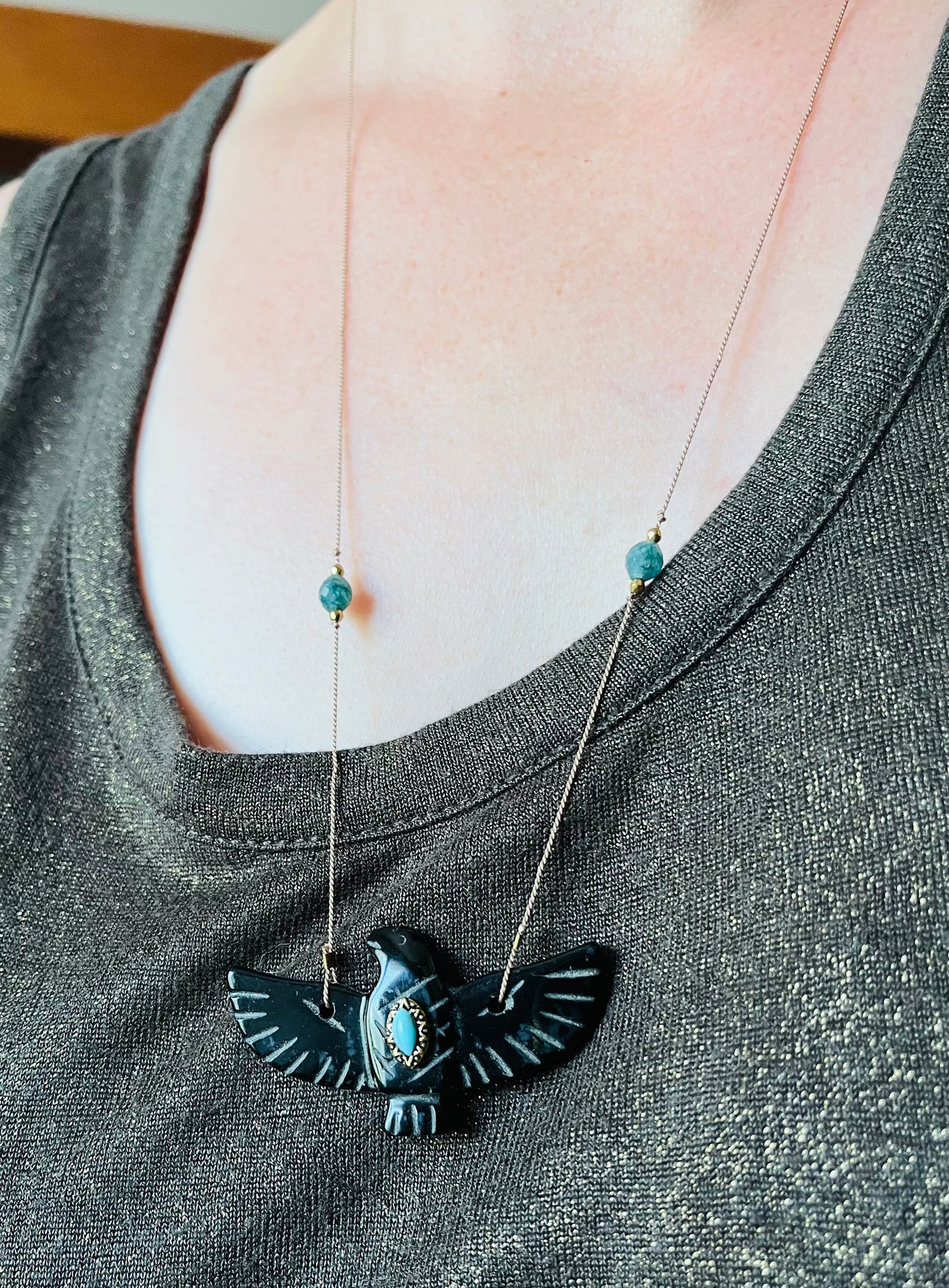 Collier sautoir phœnix Onyx noir