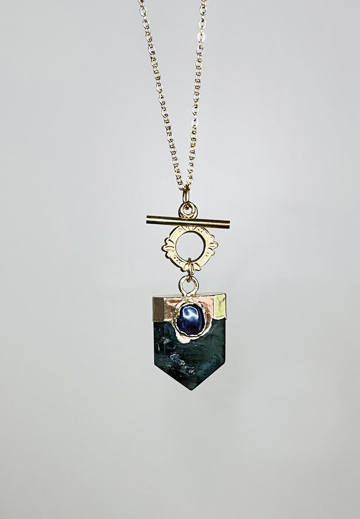 Collier sautoir talisman Labradorite et Améthyste