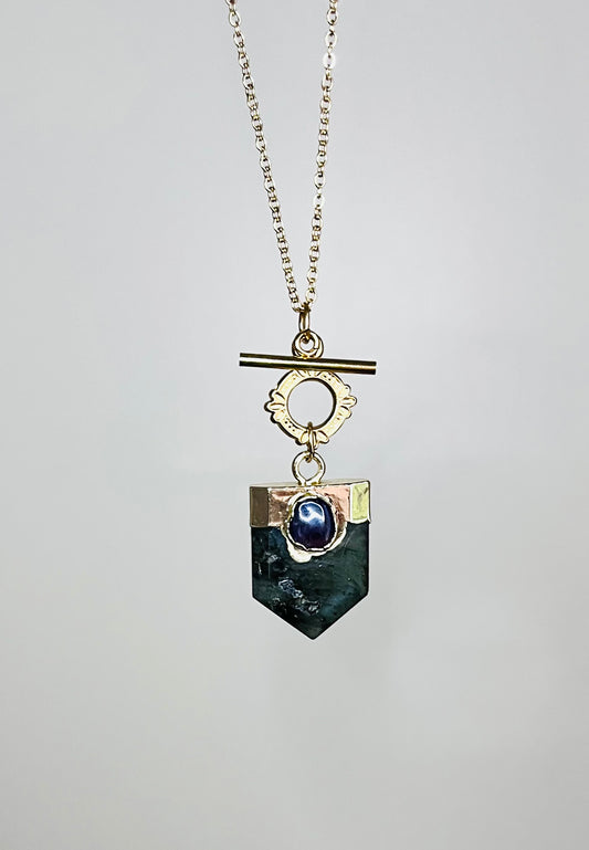 Collier sautoir talisman Labradorite et Améthyste