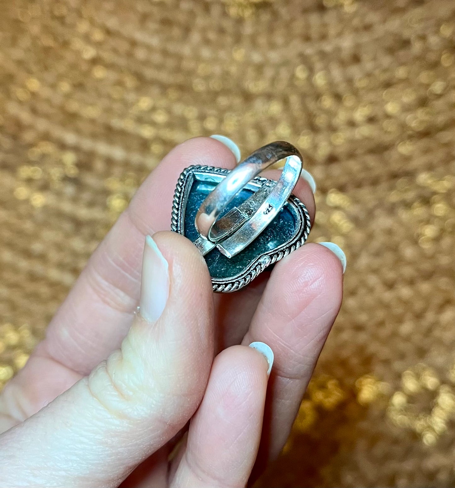 Bague coeur Labradorite et argent 925